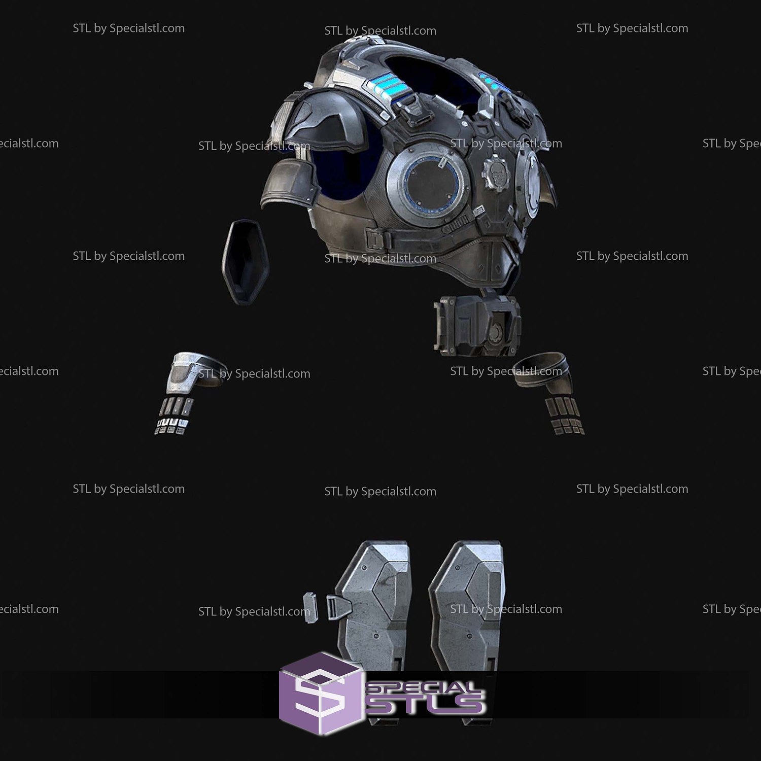 Cosplay STL Files Marcus Fenix COG Armor Gear of War 3D Model — view 4