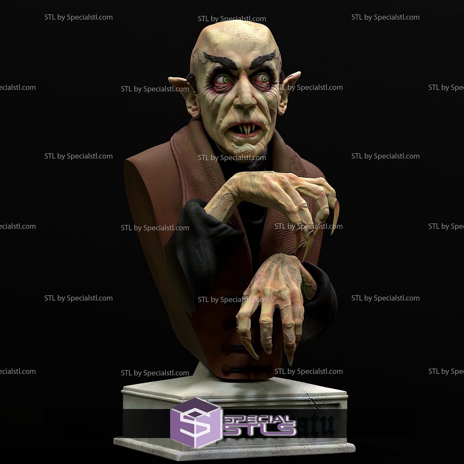 Nosferatu Bust V3 Sculptures 3D Printing STL Model — view 3