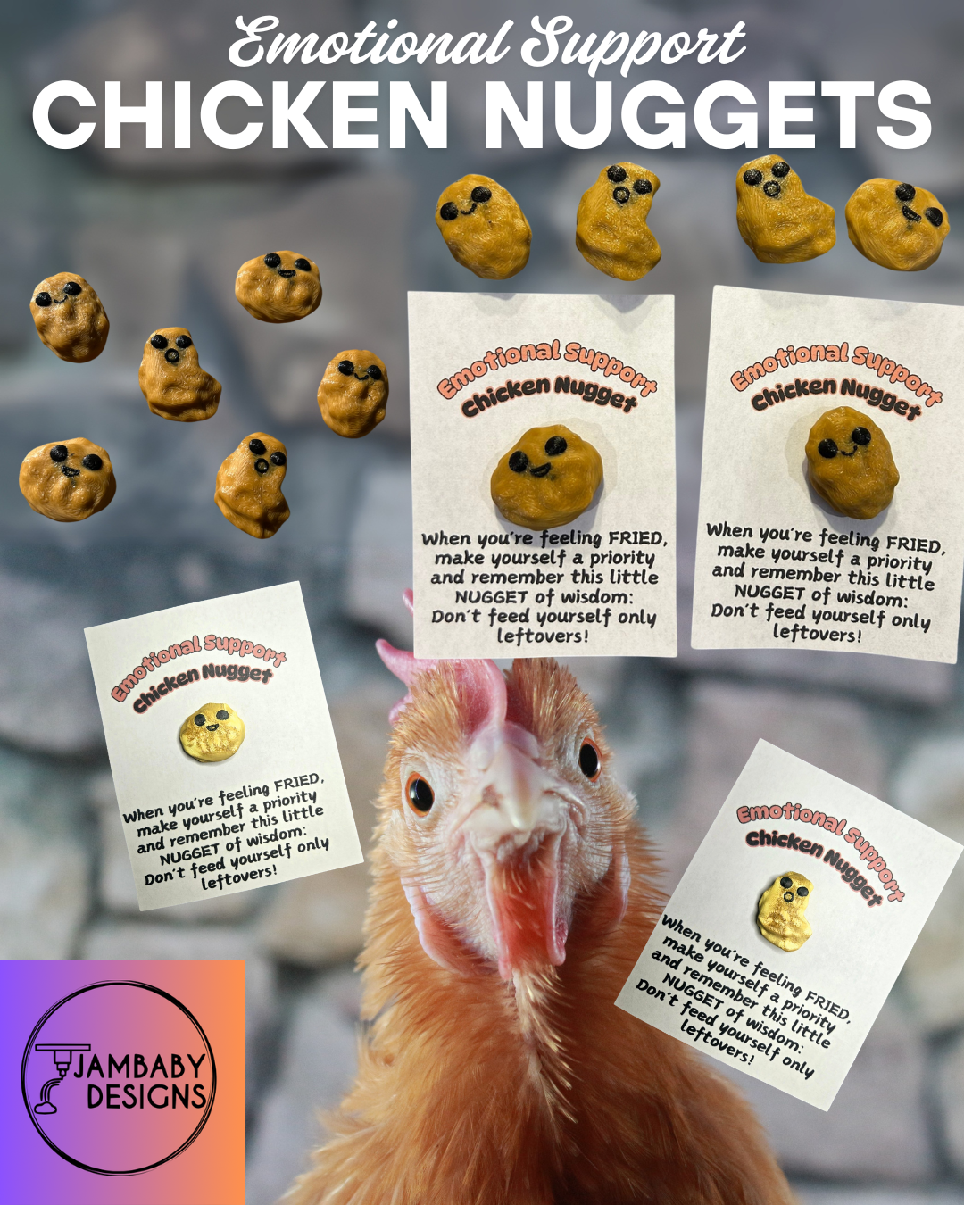 Emotional Support Chicken Nuggets with Card 3D 3MF Model — view 2