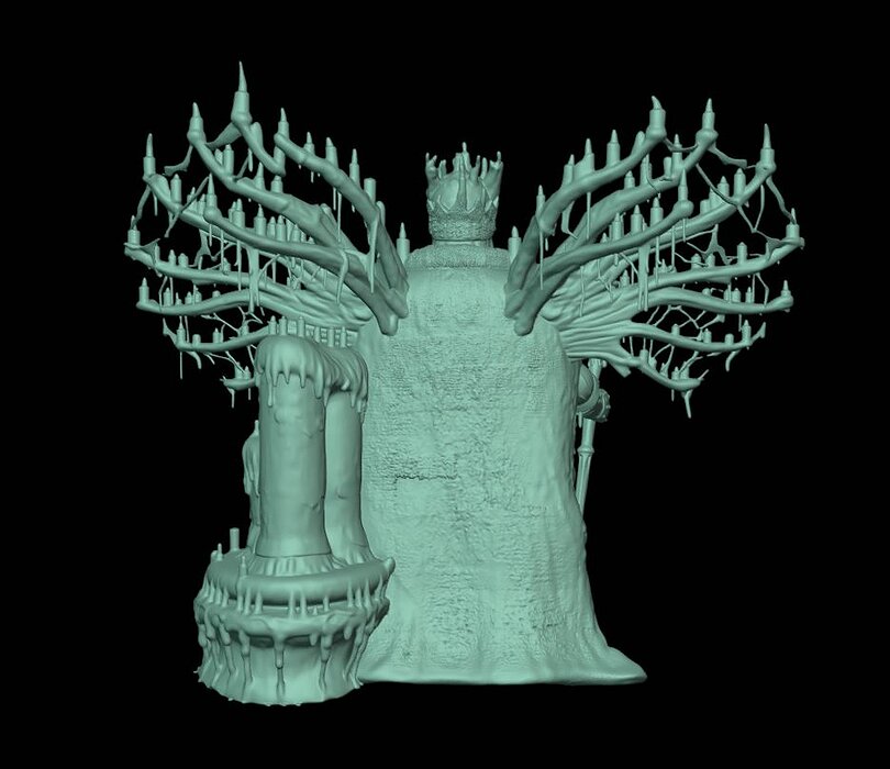 Candle Throne King 3D Printable Dark Fantasy Miniature STL Model — view 2