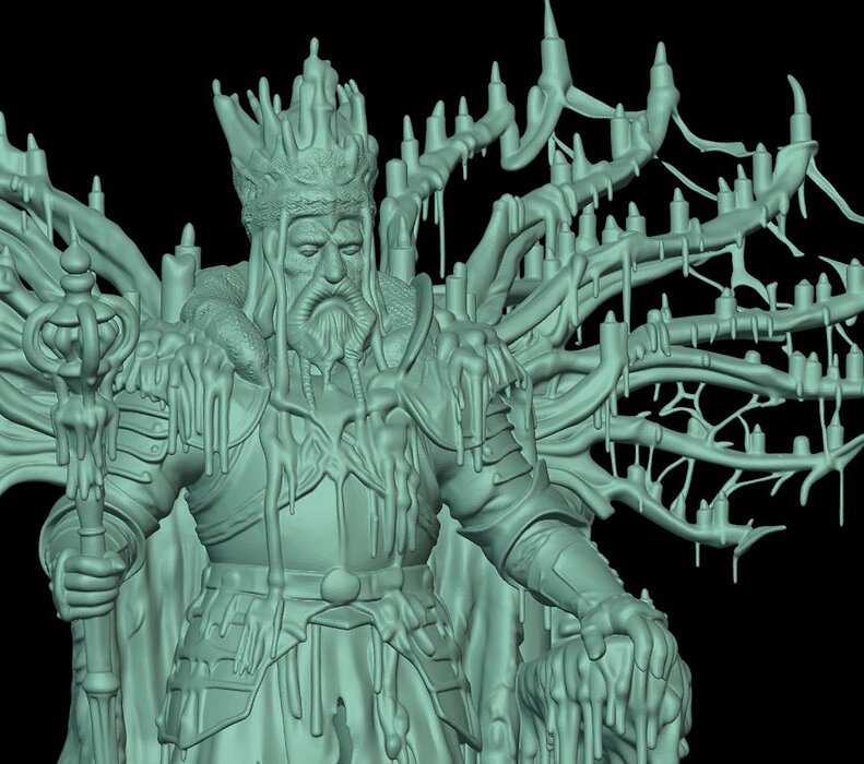 Candle Throne King 3D Printable Dark Fantasy Miniature STL Model — view 3