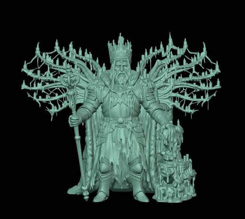 Candle Throne King 3D Printable Dark Fantasy Miniature STL Model — view 7