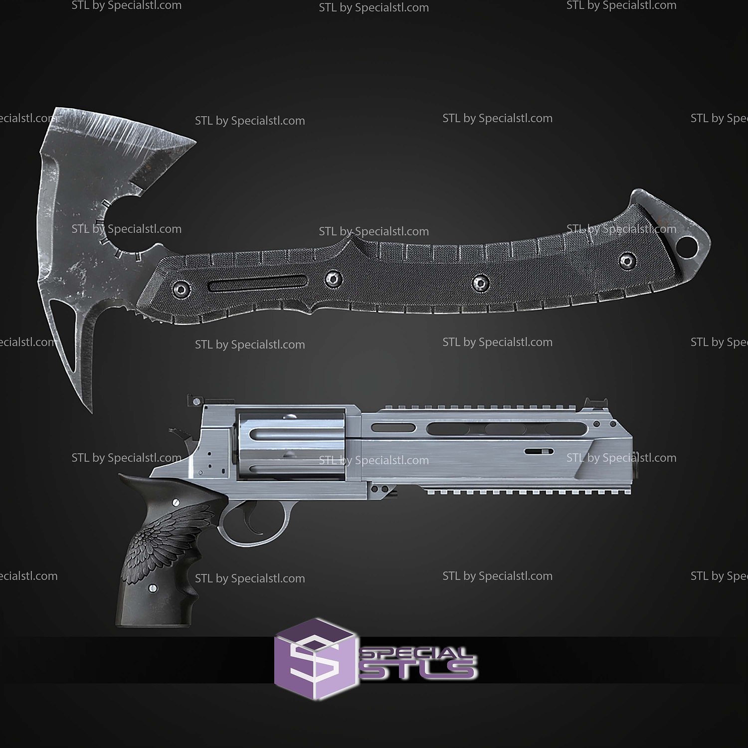 Cosplay STL Files Residual Evil 9 Magnum and Hatchet 3D Model — view 2