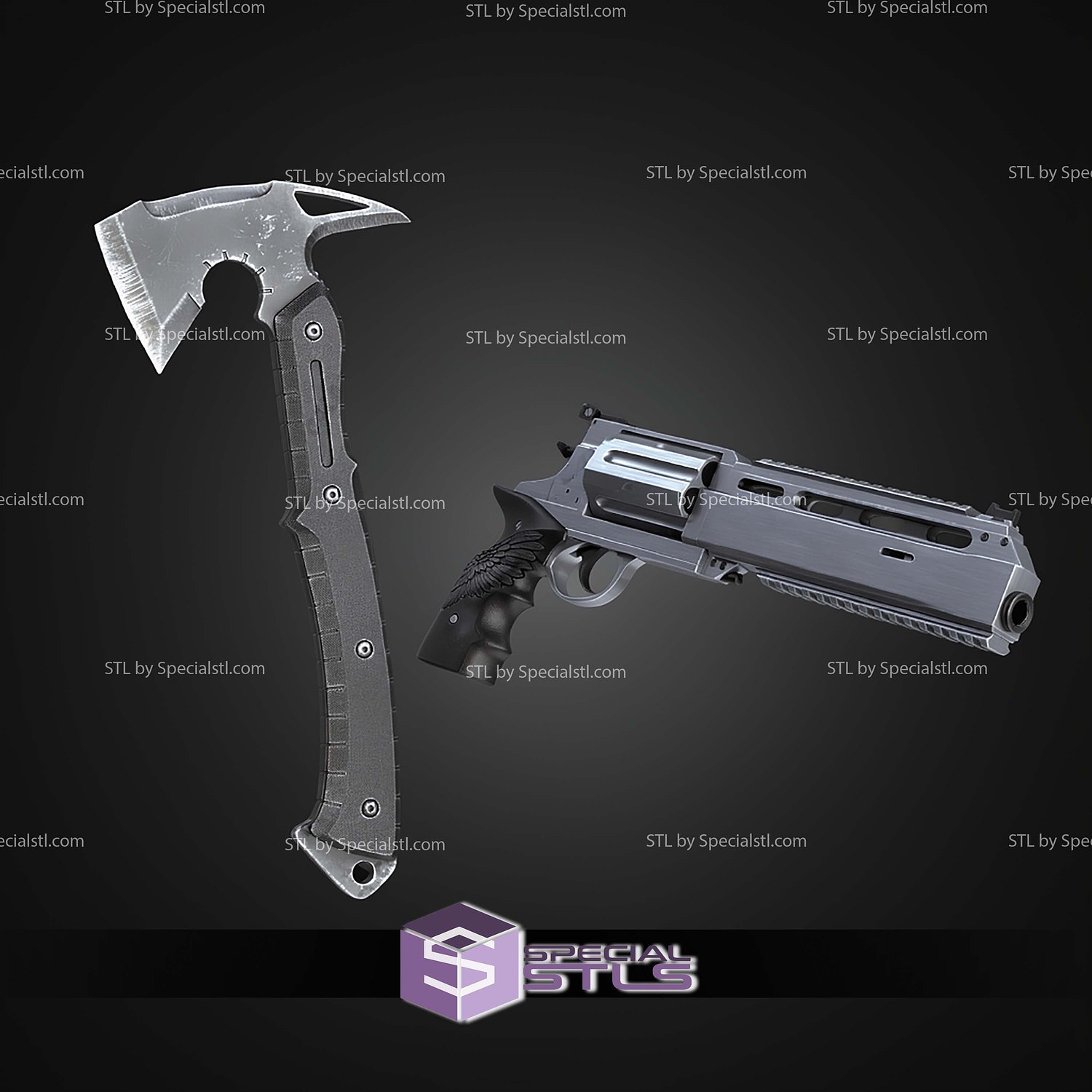 Cosplay STL Files Residual Evil 9 Magnum and Hatchet 3D Model — view 4