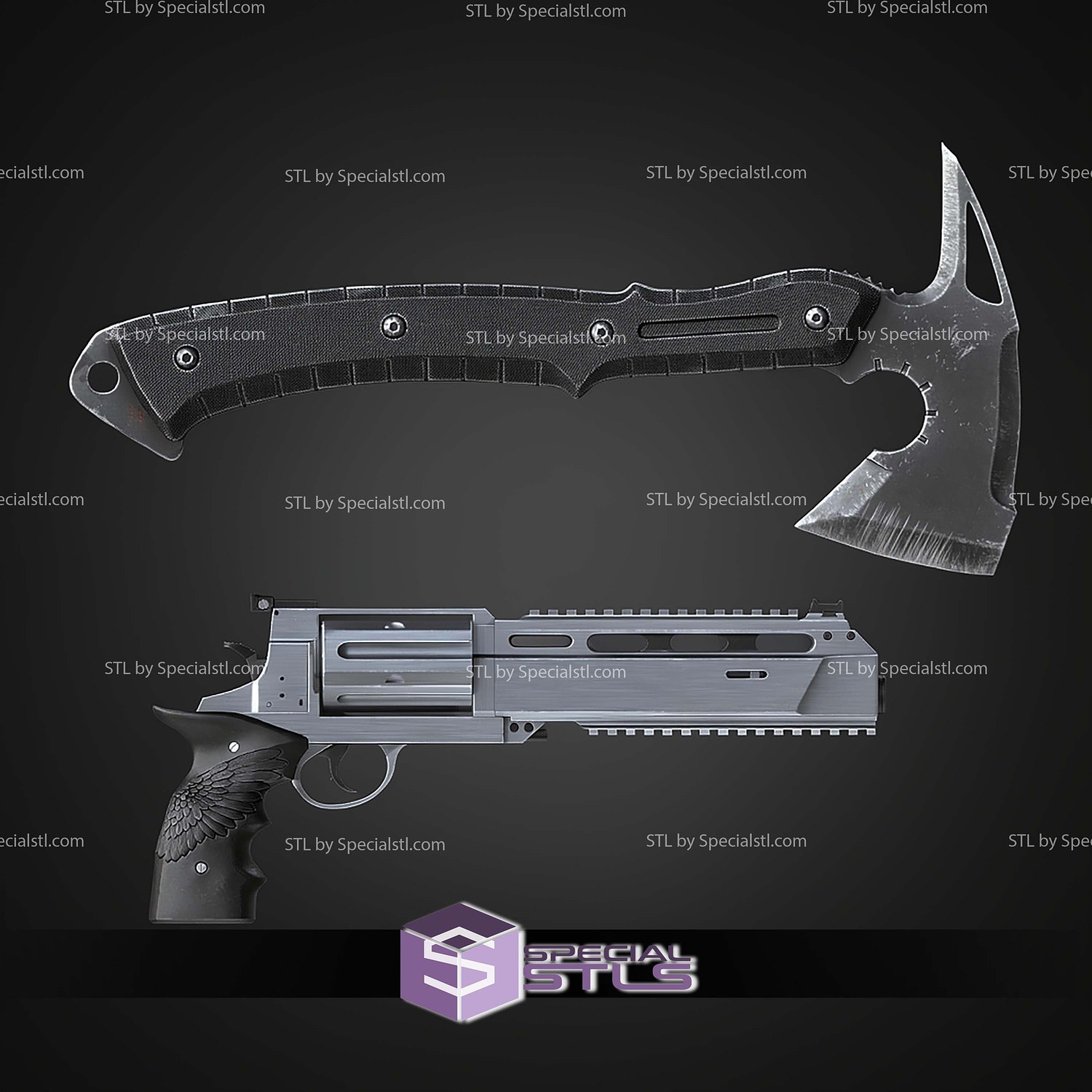 Cosplay STL Files Residual Evil 9 Magnum and Hatchet 3D Model — view 5