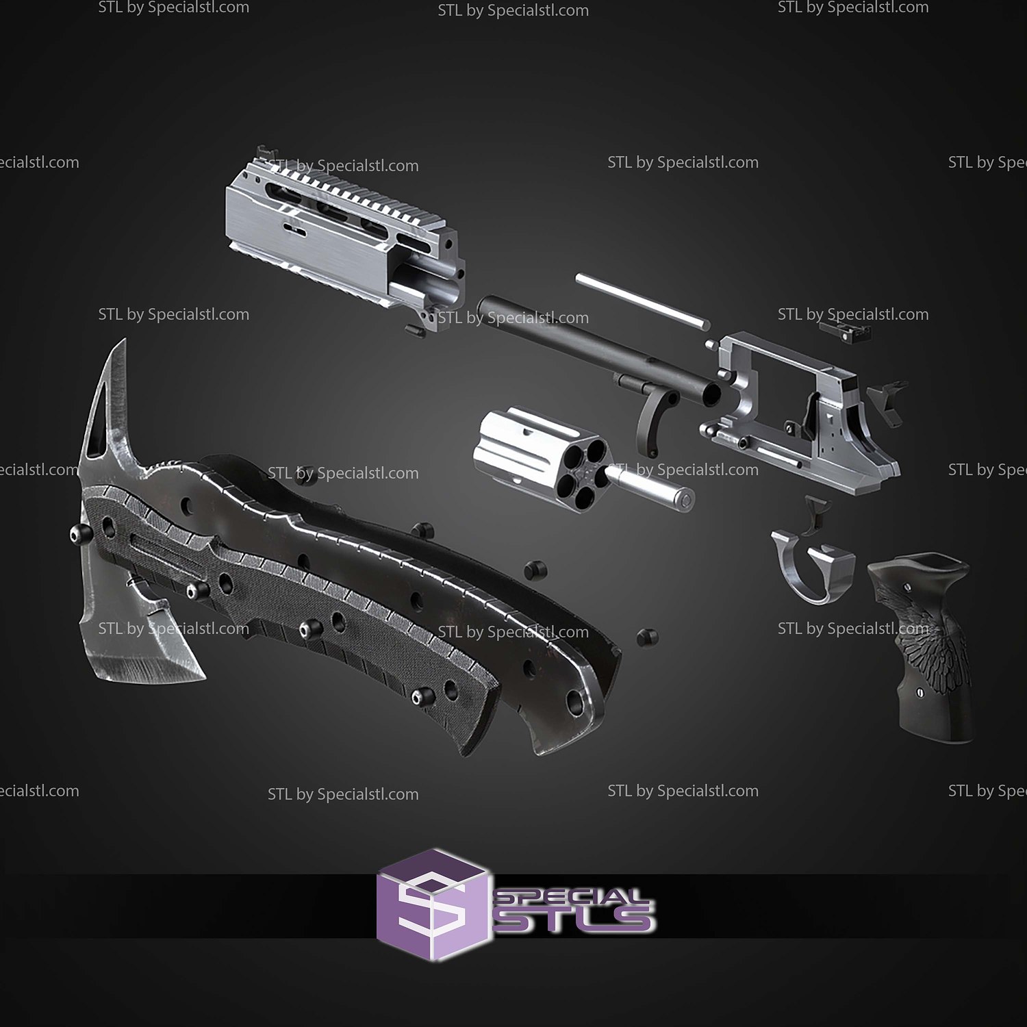 Cosplay STL Files Residual Evil 9 Magnum and Hatchet 3D Model — view 8