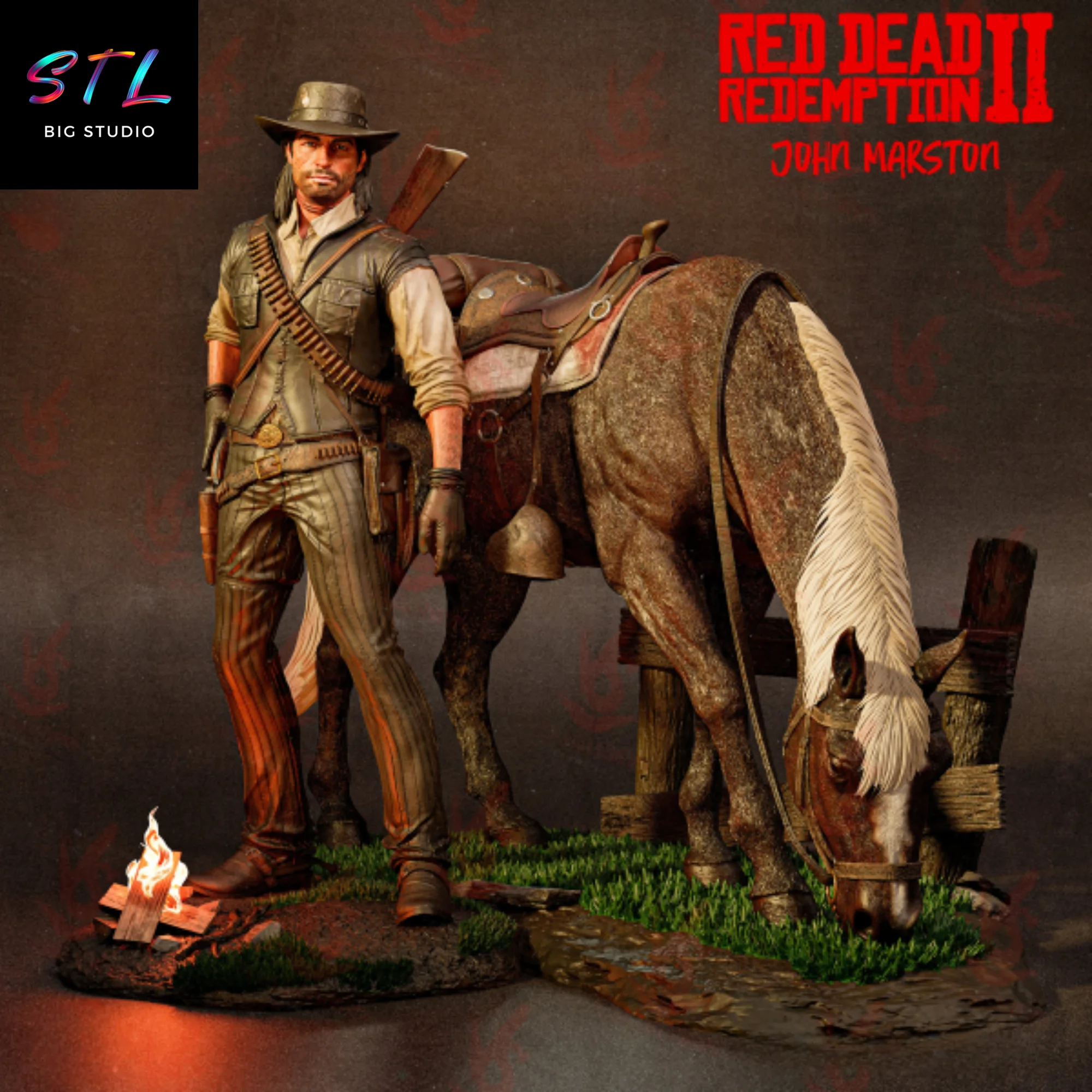 STL John Marston | Red Dead Redemption II Diorama | 3D Printable Figure Model
