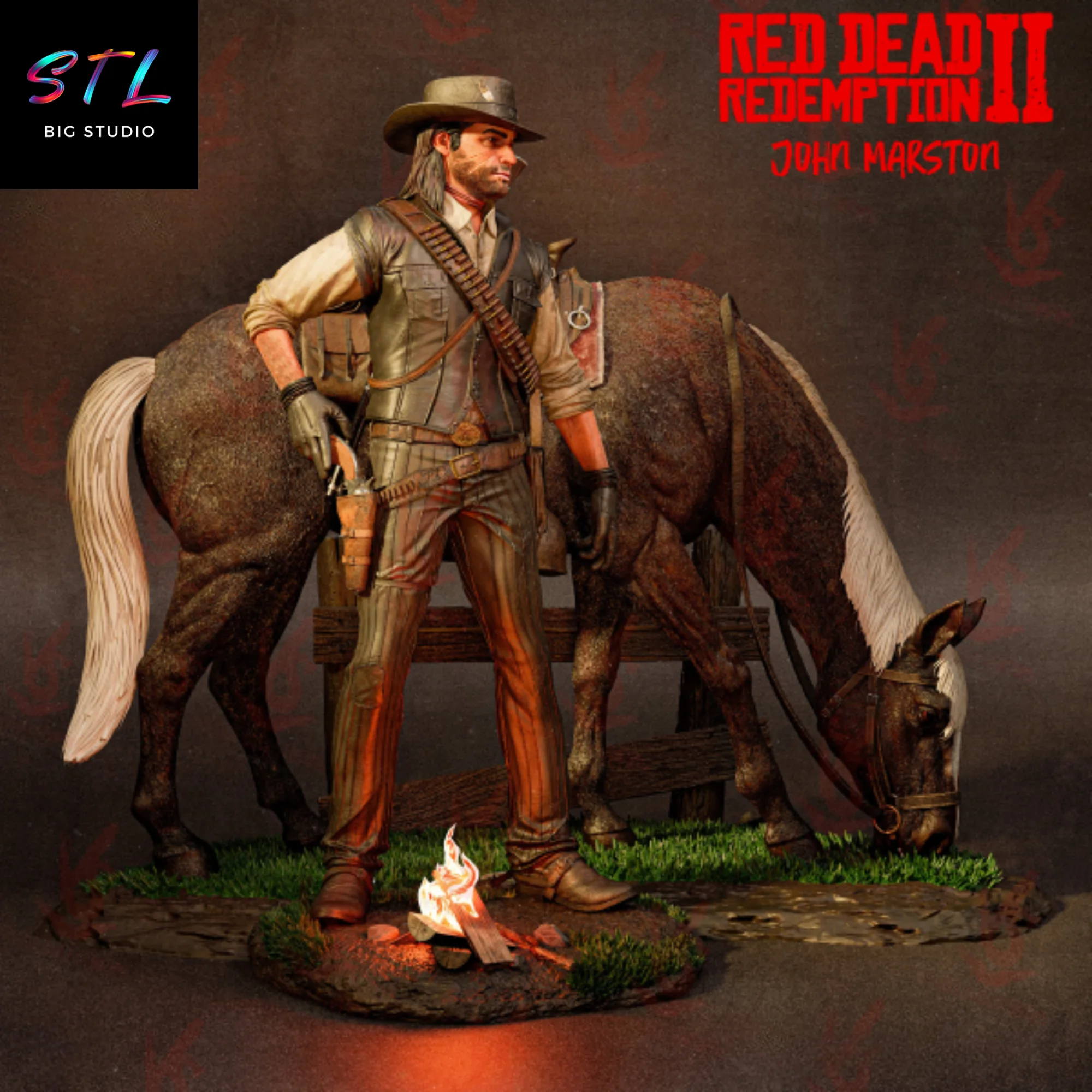 STL John Marston | Red Dead Redemption II Diorama | 3D Printable Figure Model — view 2