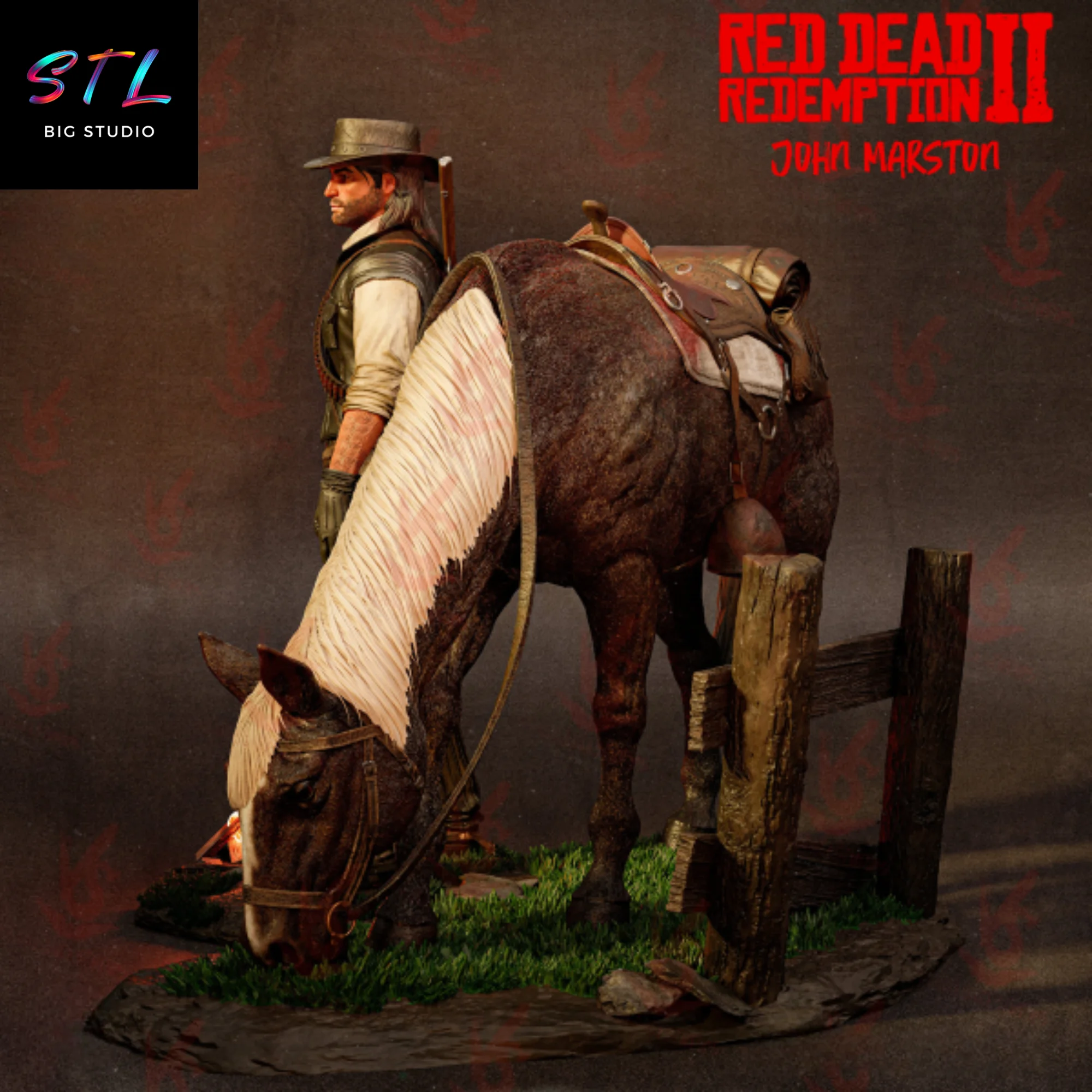 STL John Marston | Red Dead Redemption II Diorama | 3D Printable Figure Model — view 3