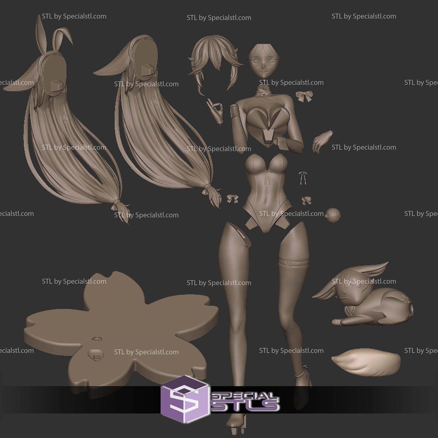 Yae Miko Bunny Genshin Impact 3D Printing Models STL Model — view 6