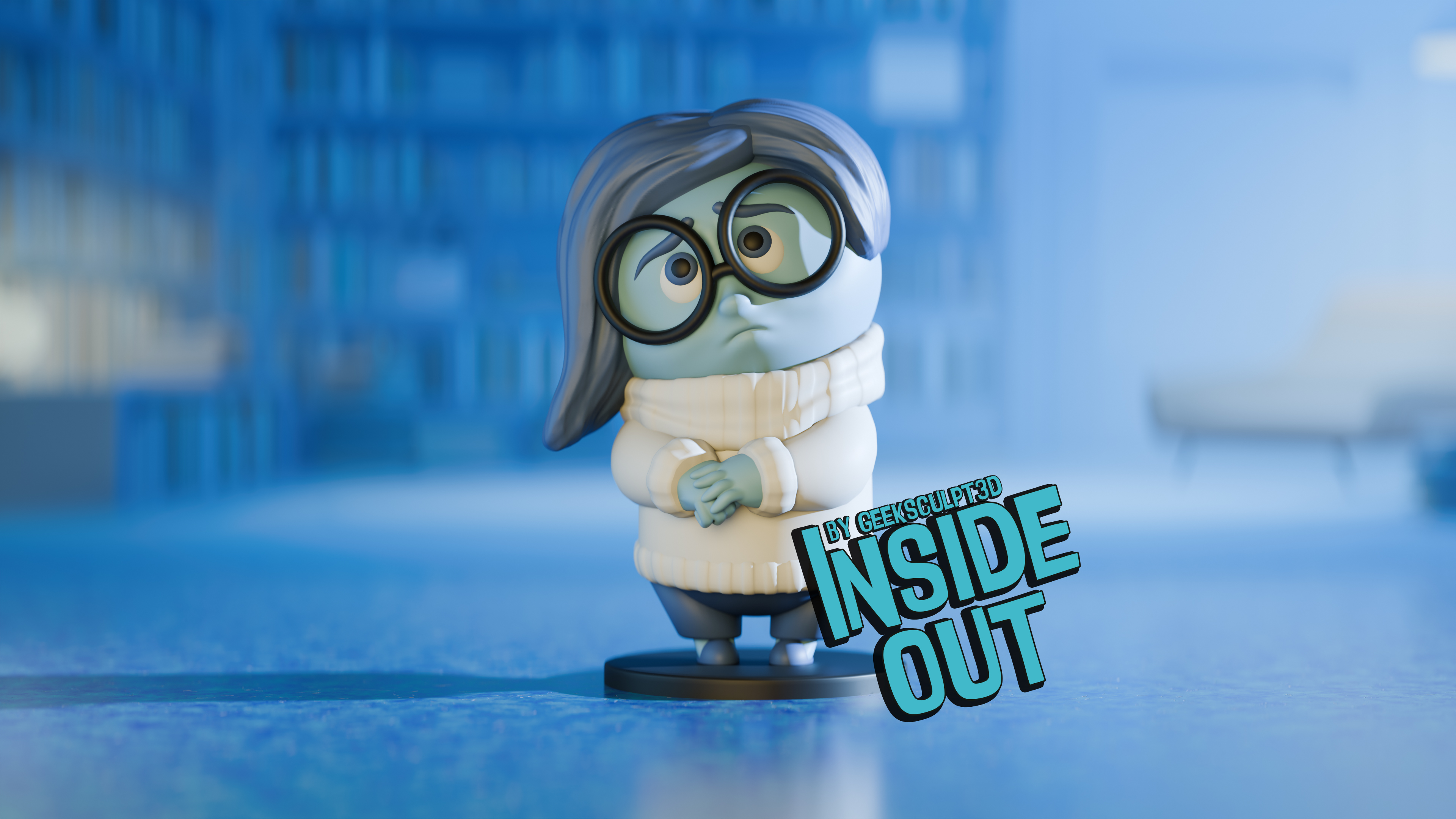 Inside Out Sadness Figurine for Pixar Fans and Collectors 3D OBJ Model