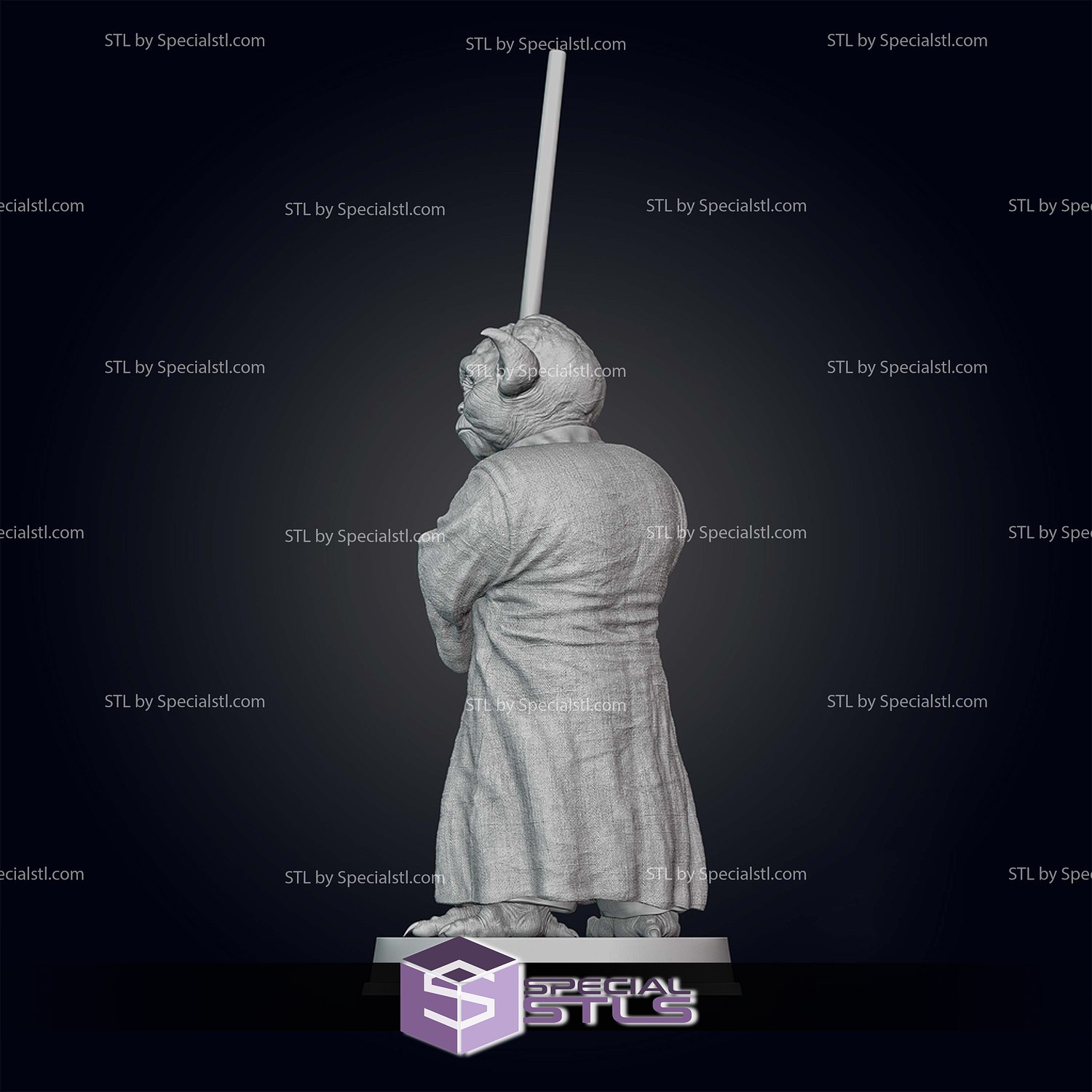 Old Yoda Pose 3 3D Printer Files STL Model — view 5