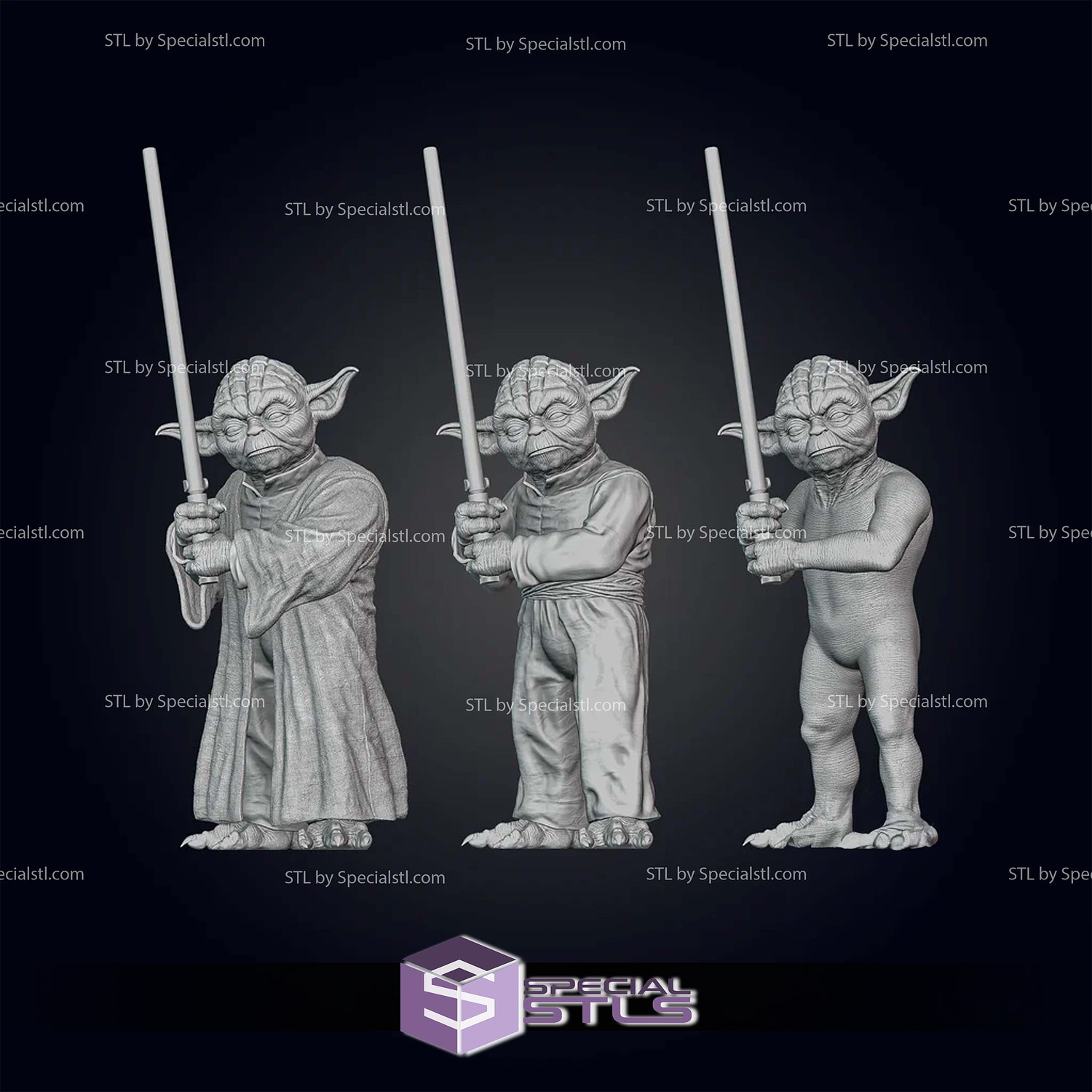 Old Yoda Pose 3 3D Printer Files STL Model — view 7