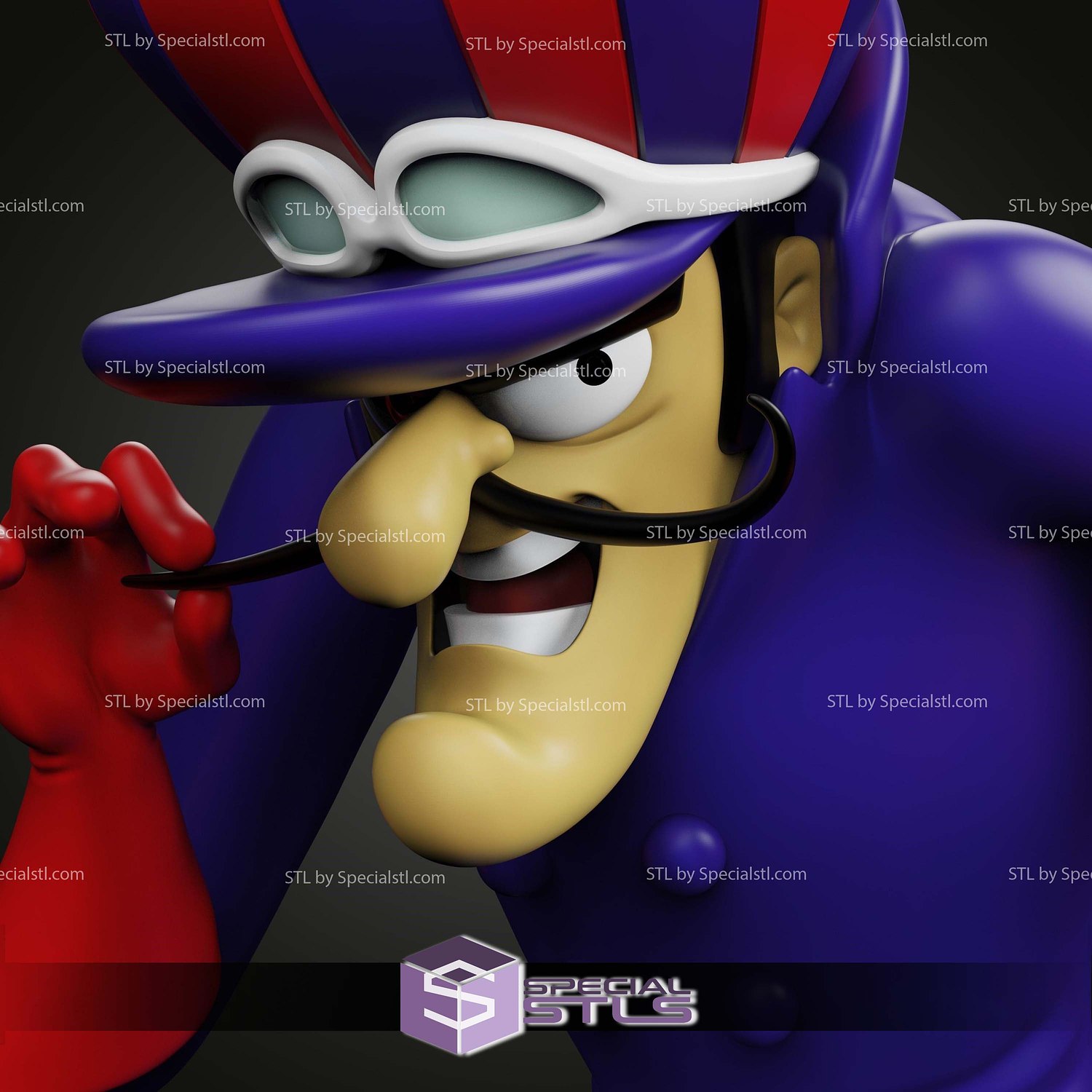Dick Dastardly Standalone Sculptures 3D Printing STL Model — view 2