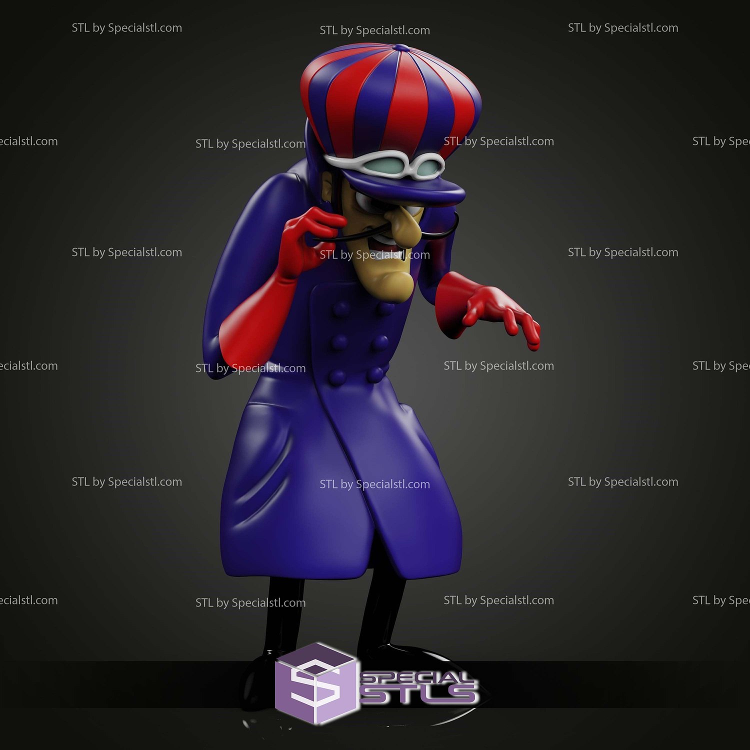 Dick Dastardly Standalone Sculptures 3D Printing STL Model — view 3