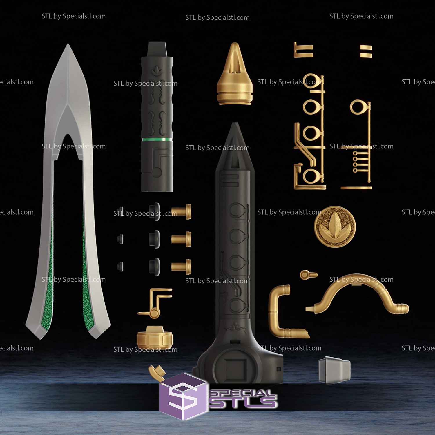 Cosplay STL Files Green Ranger Dagger 3D Model — view 7