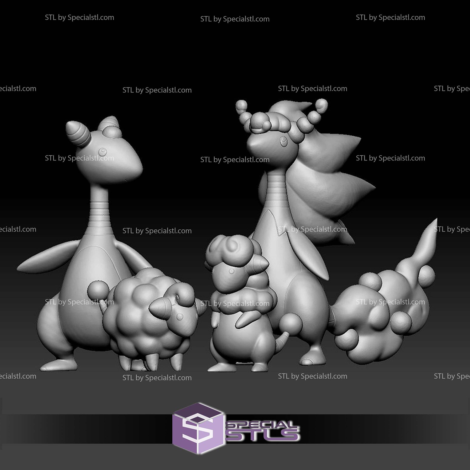 Pokemon STL Collection Mareep Flaaffy Ampharos Mega Evolution 3D Model — view 2