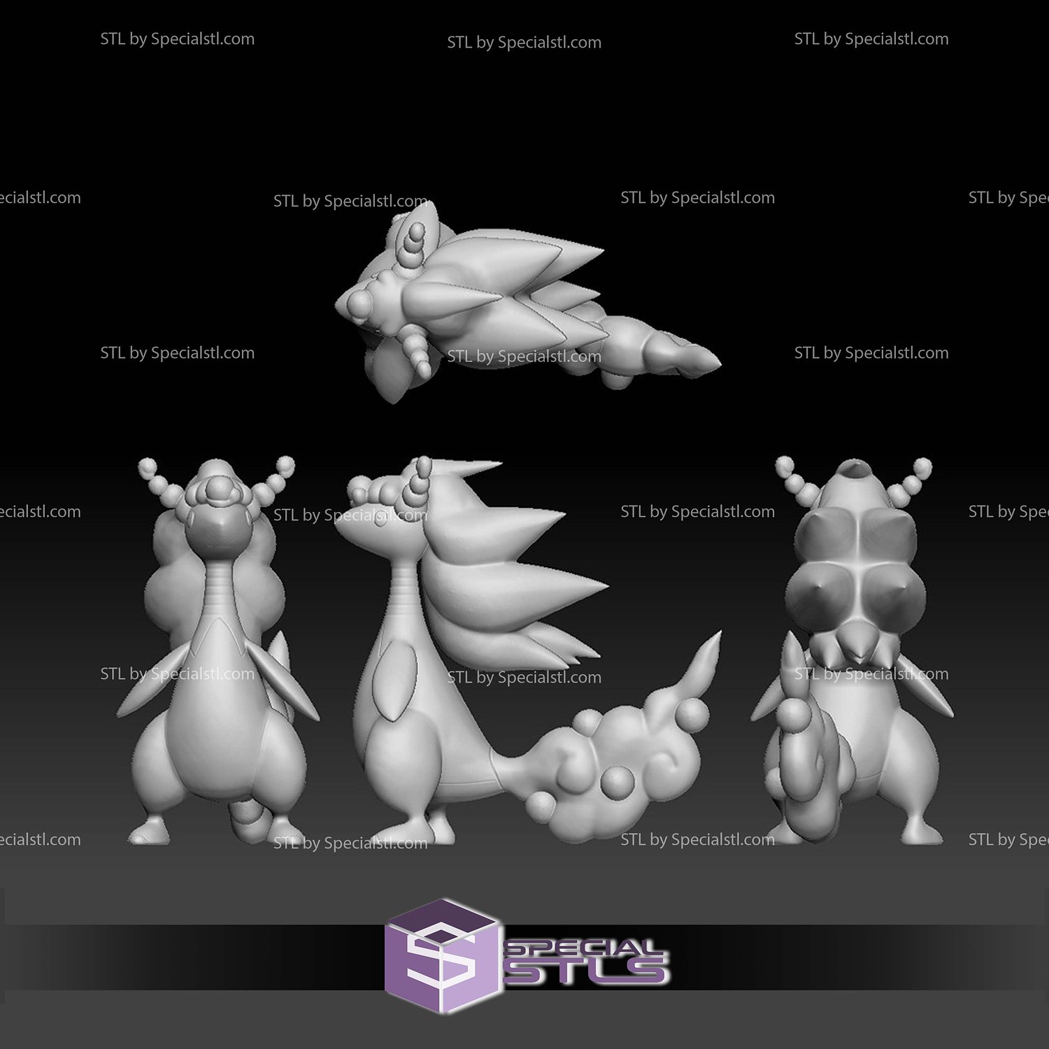 Pokemon STL Collection Mareep Flaaffy Ampharos Mega Evolution 3D Model — view 3