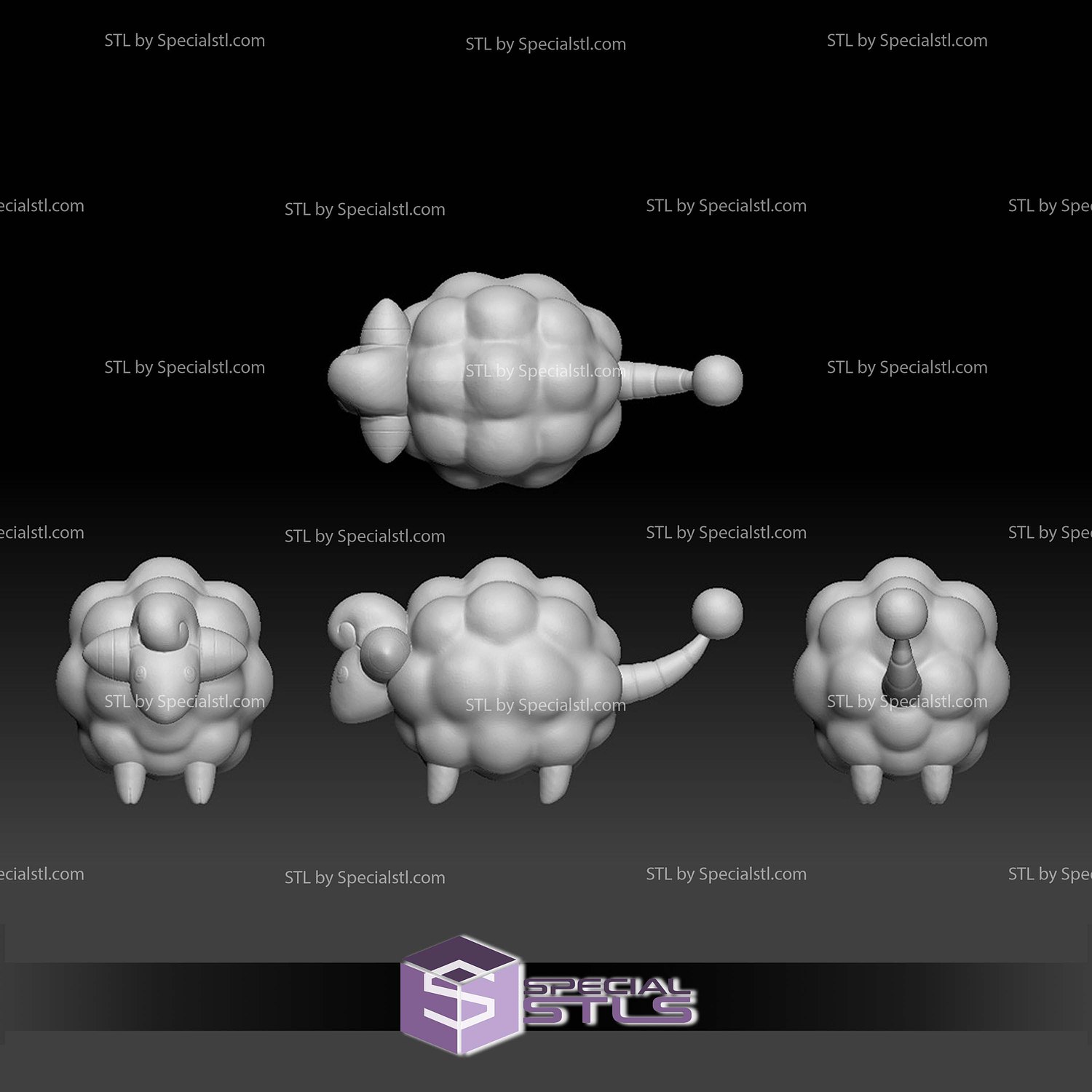 Pokemon STL Collection Mareep Flaaffy Ampharos Mega Evolution 3D Model — view 5