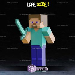 Life Size Steve Minecraft STL Files 3D Model