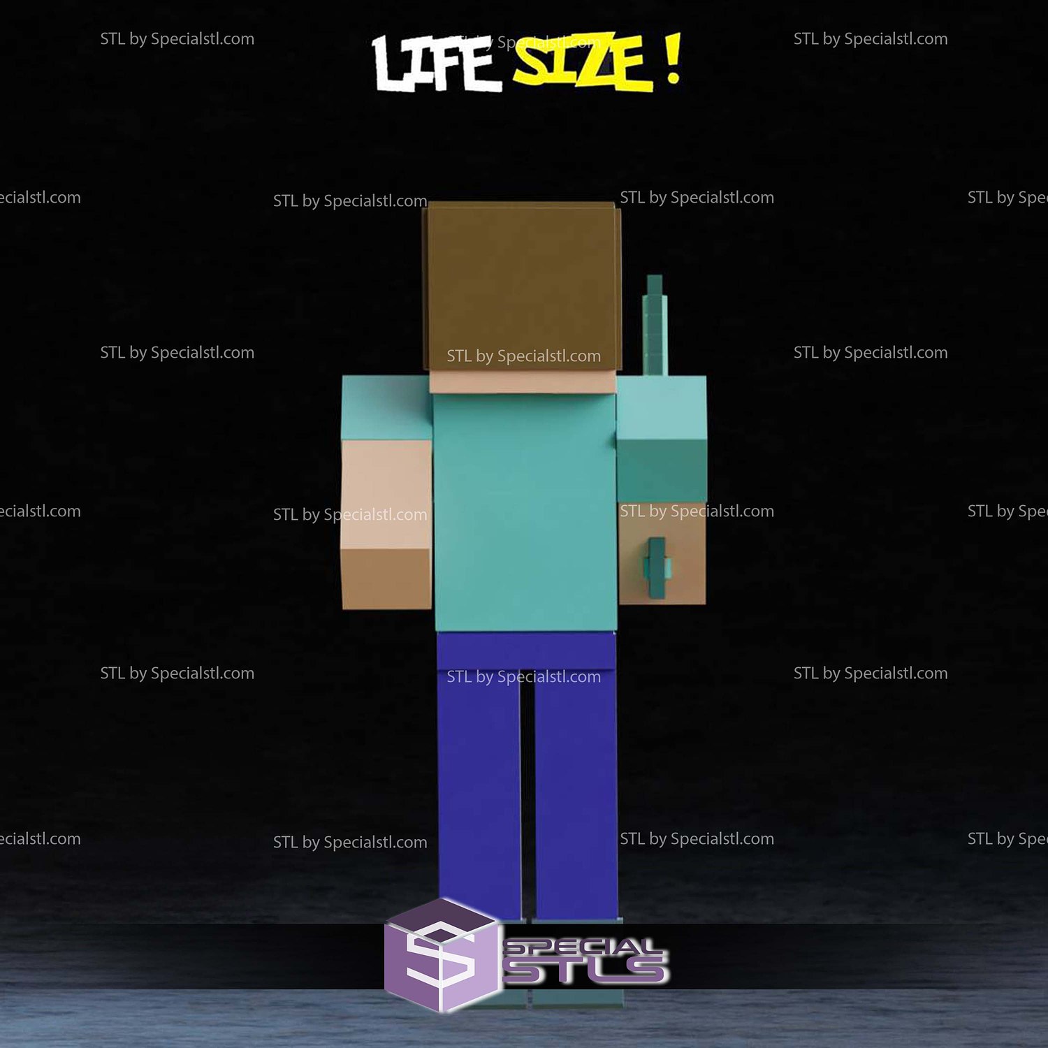 Life Size Steve Minecraft STL Files 3D Model — view 3