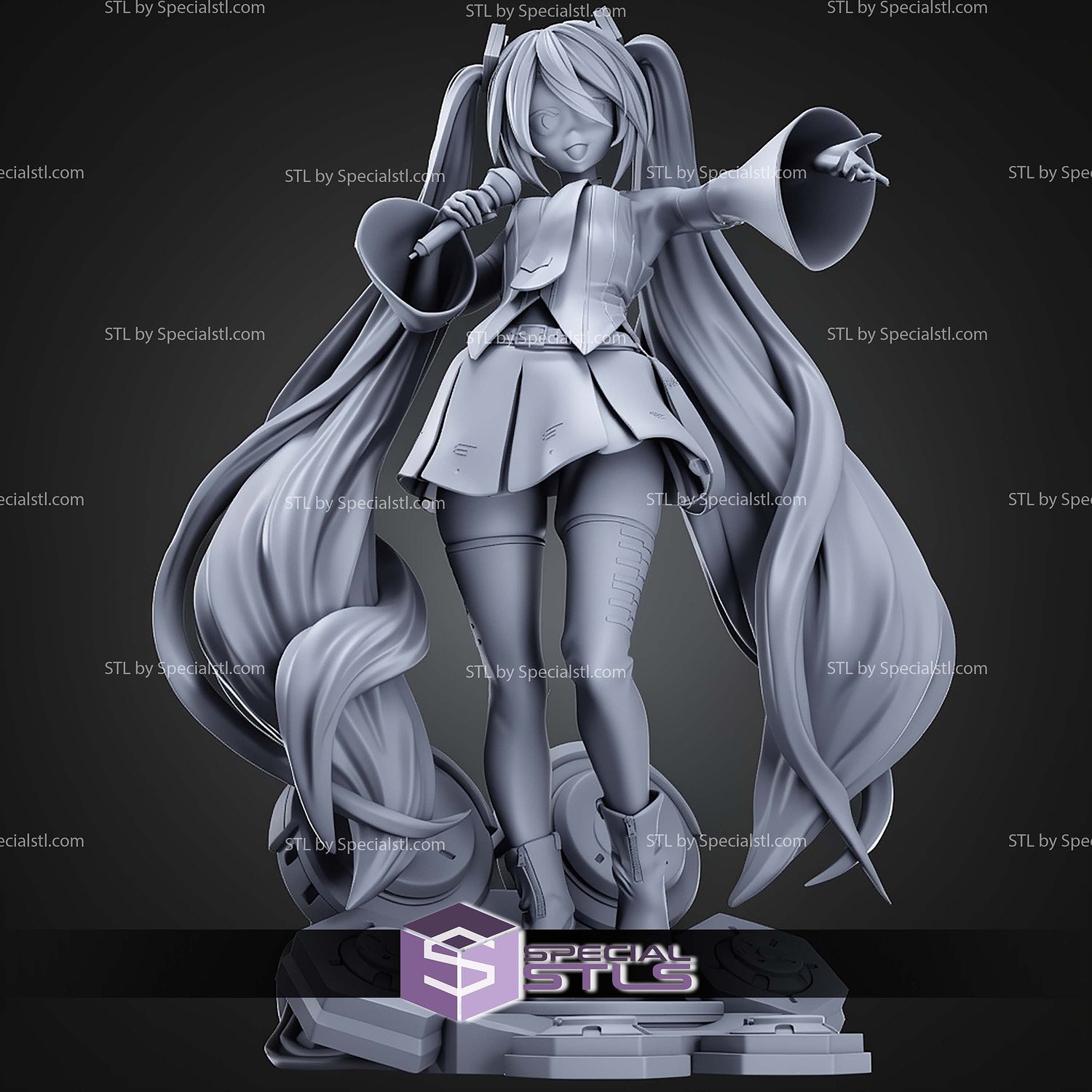 Hatsune Miku Singer Digital STL Files 3D Model — view 2