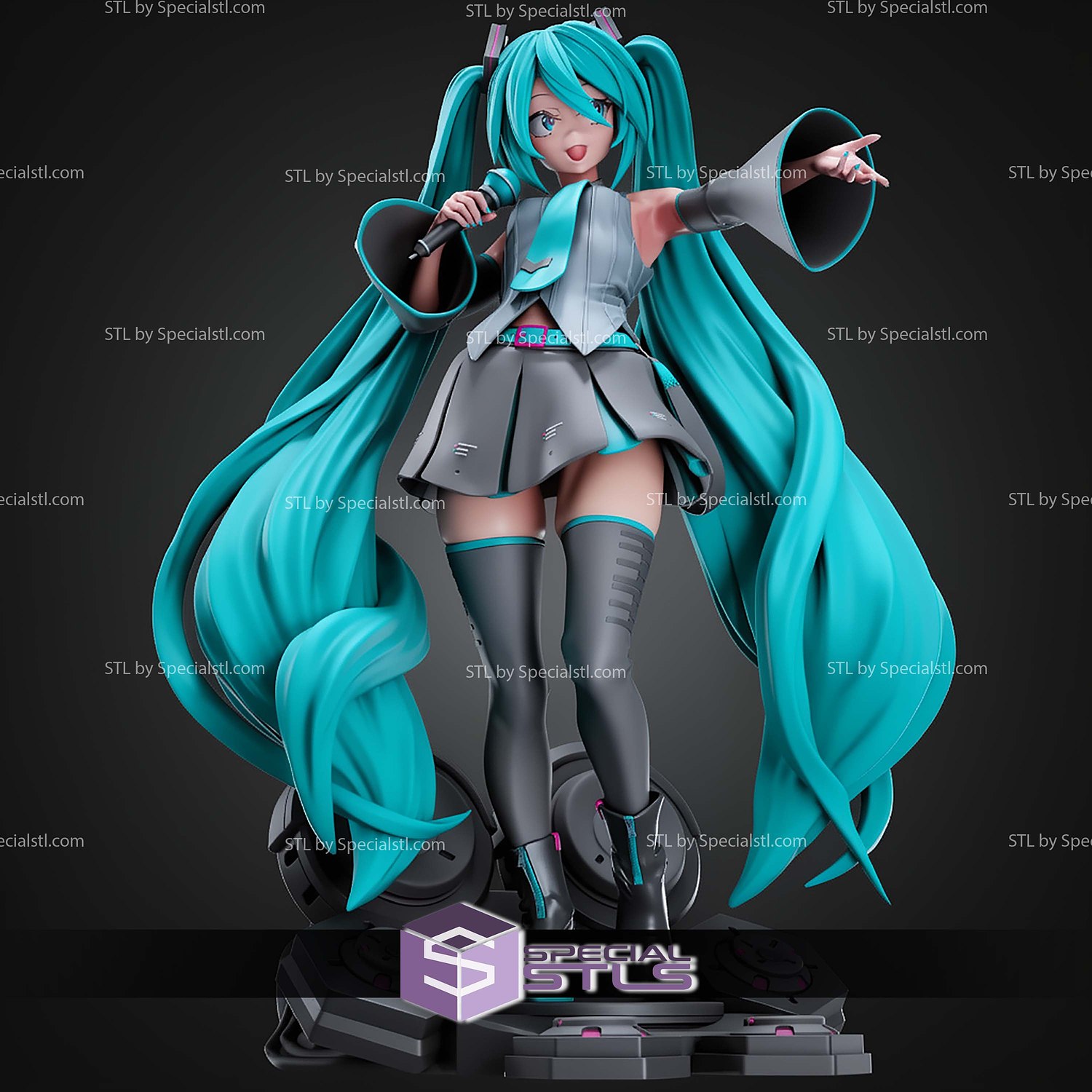 Hatsune Miku Singer Digital STL Files 3D Model — view 5
