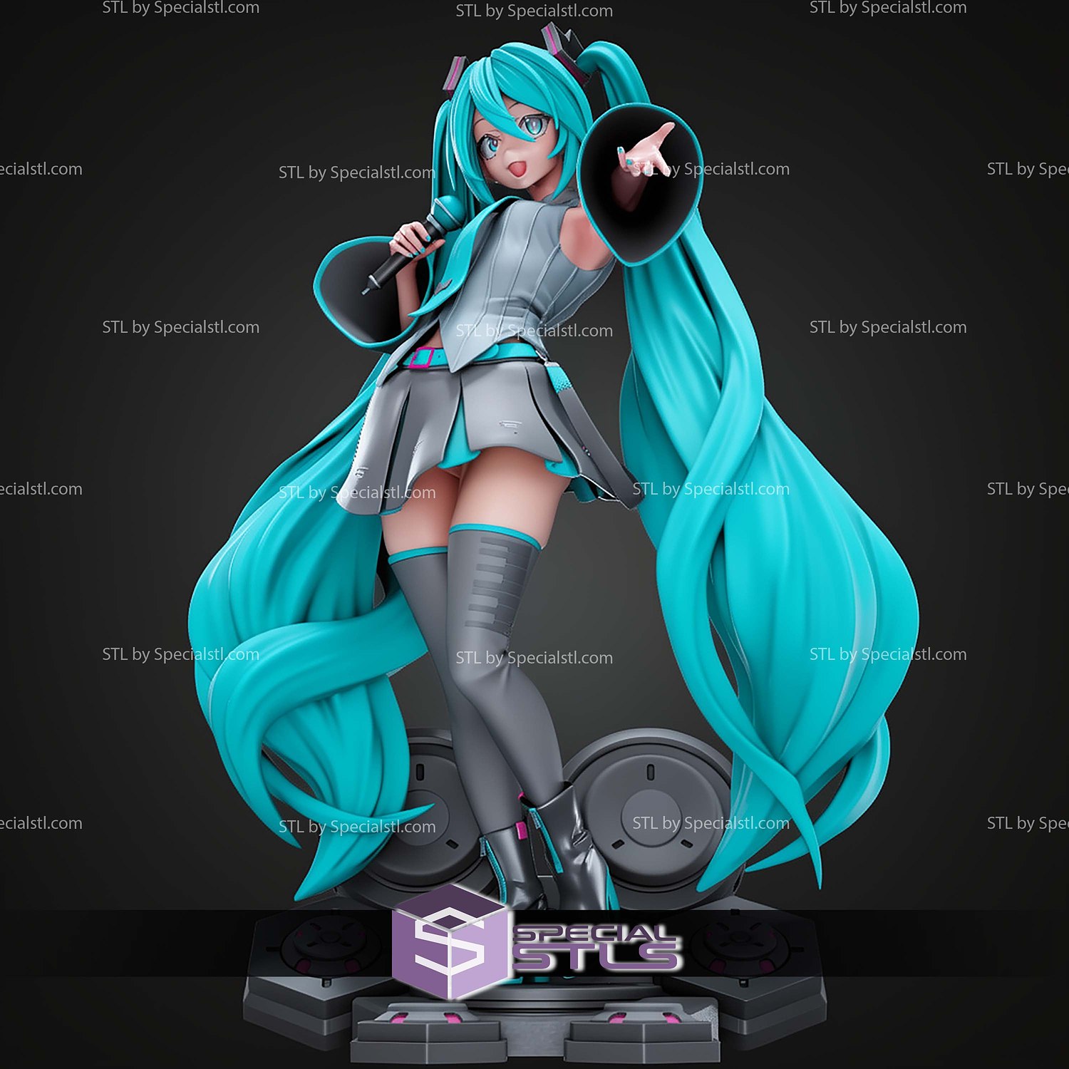 Hatsune Miku Singer Digital STL Files 3D Model — view 7