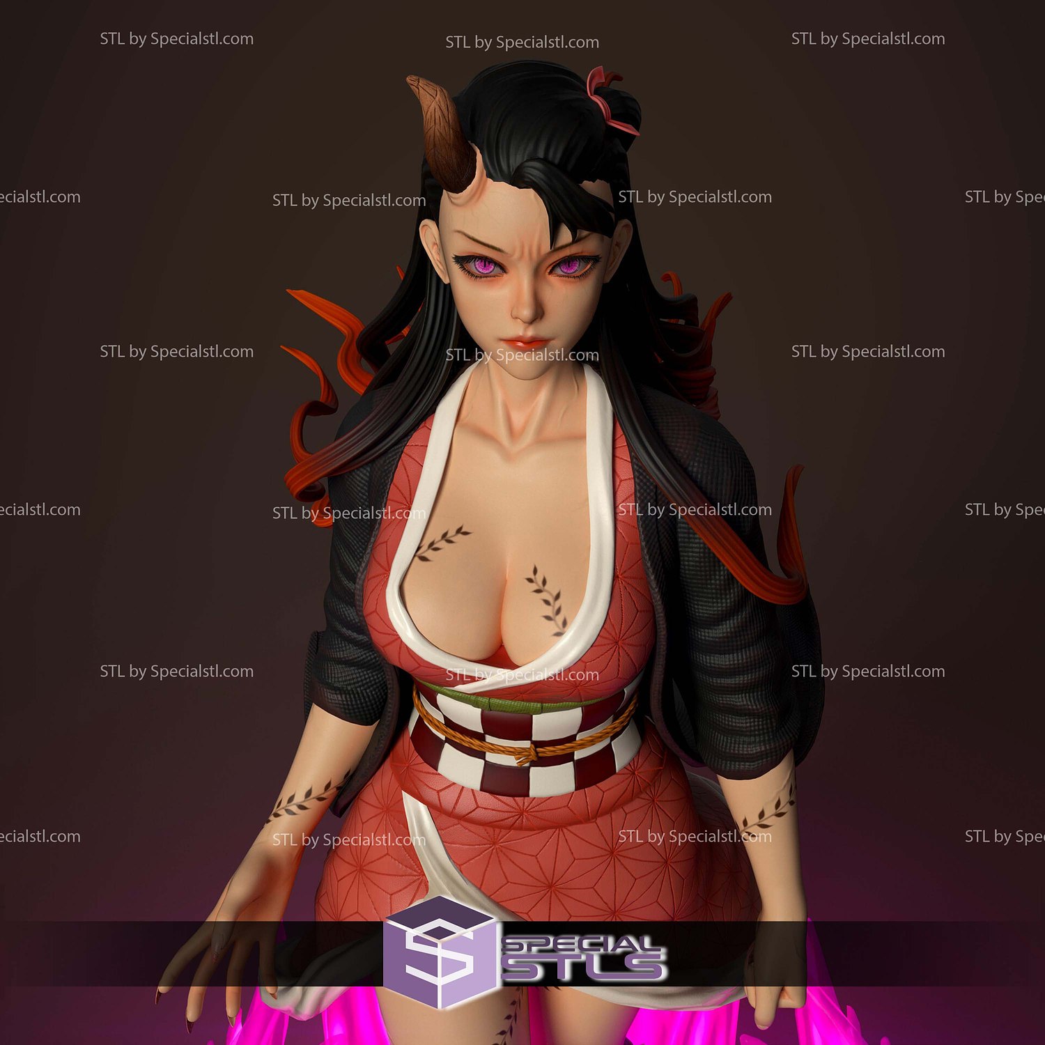 Nezuko in Flame 3D Printer Files STL Model — view 2