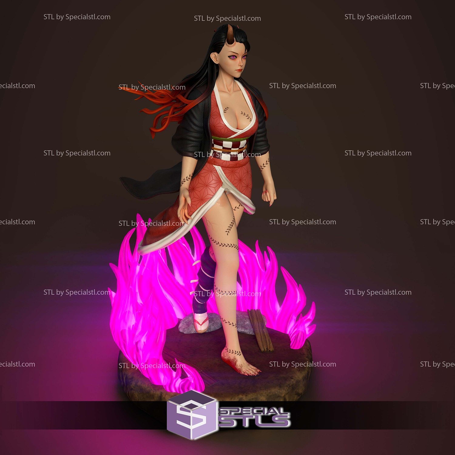 Nezuko in Flame 3D Printer Files STL Model — view 3