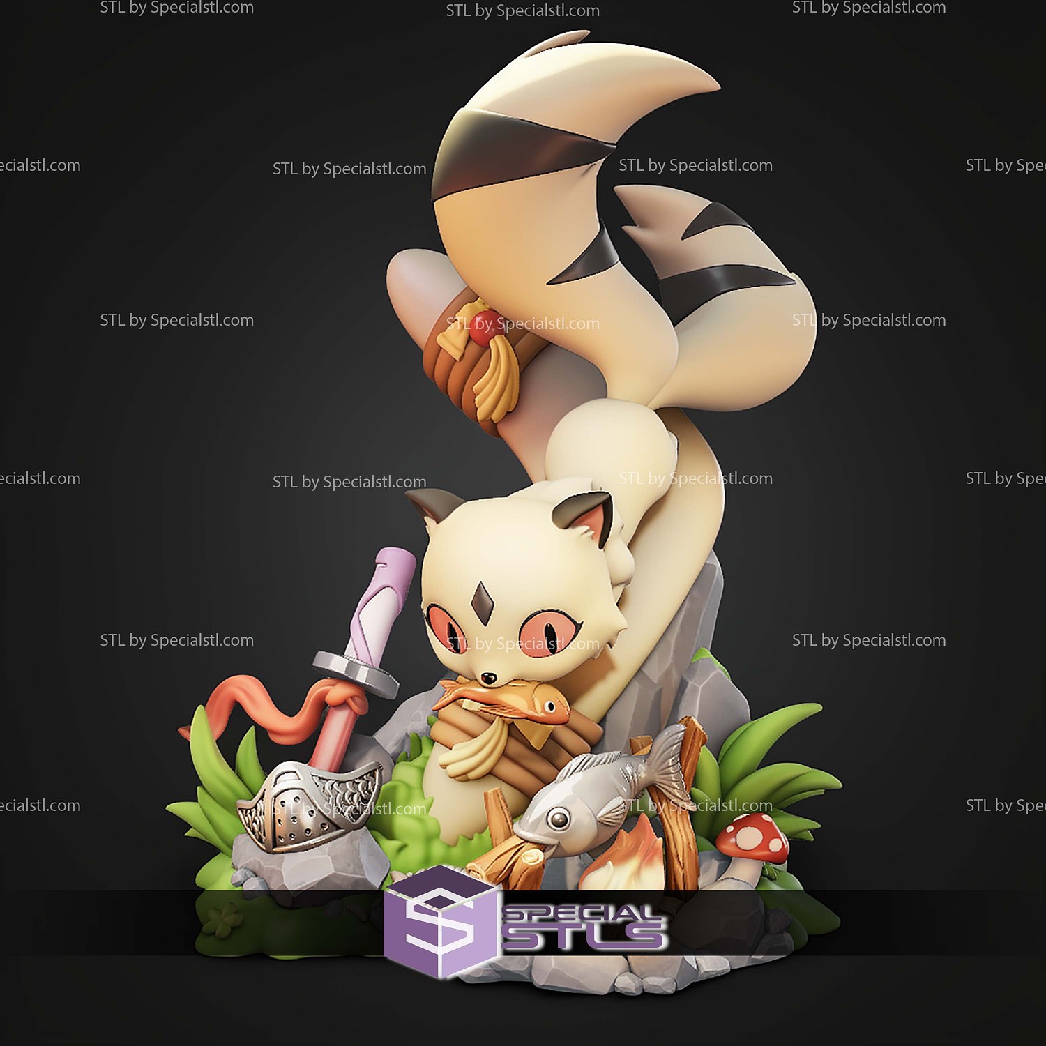 Chibi Kirara Inuyasha 107mm STL Files 3D Model — view 6