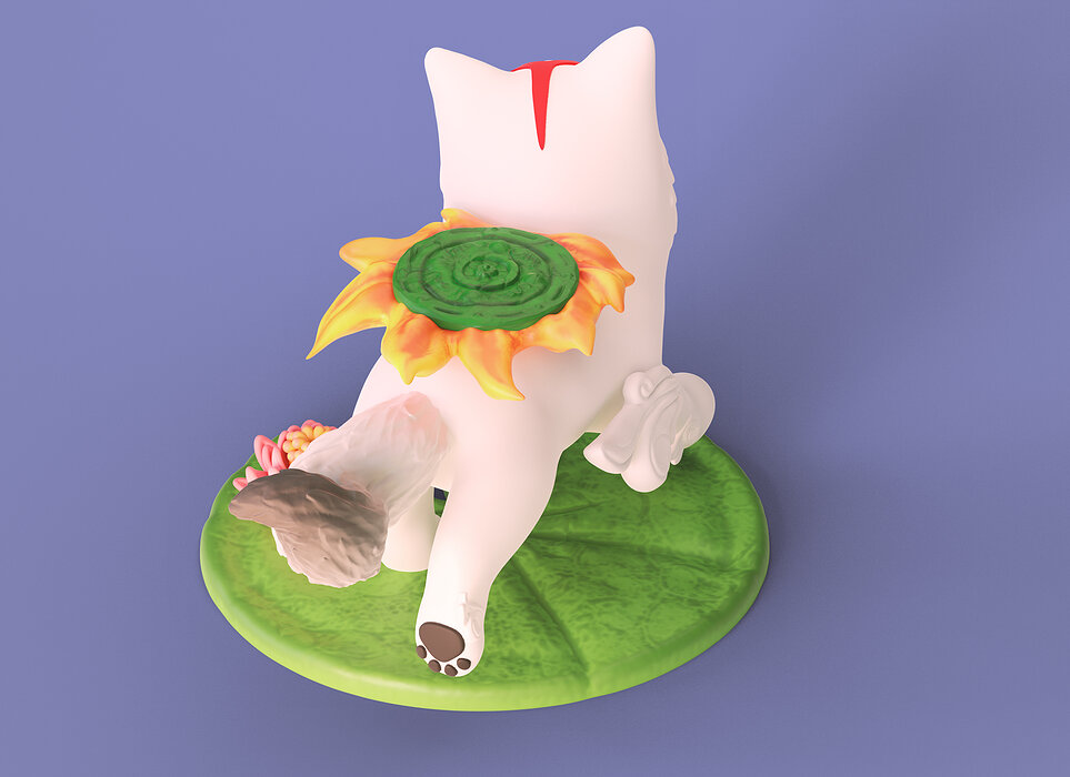 Chibi Okami 3D Printable Figure Cute Wolf Goddess Model STL Model — view 2