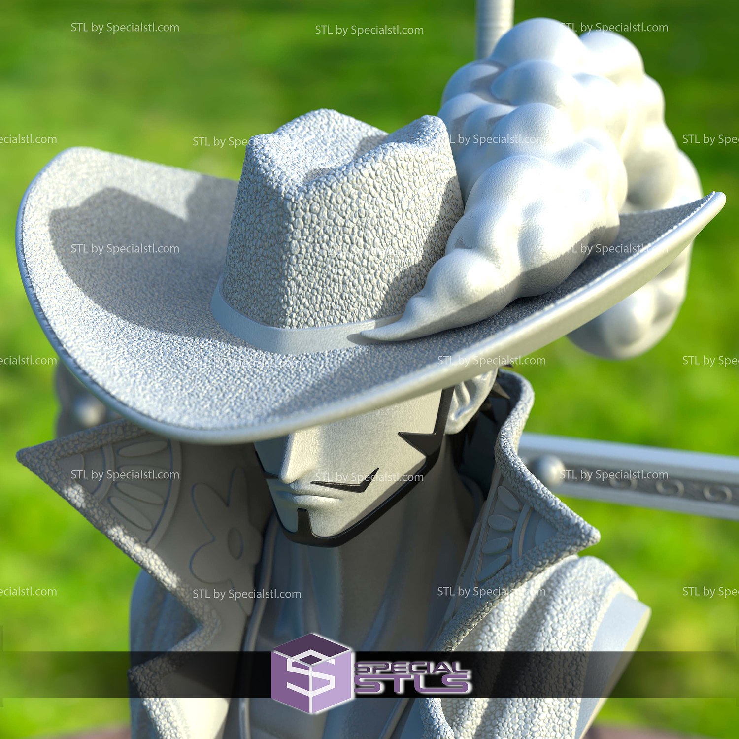 Dracule Mihawk Bust One Piece 3D Model Sculpture STL Model — view 5