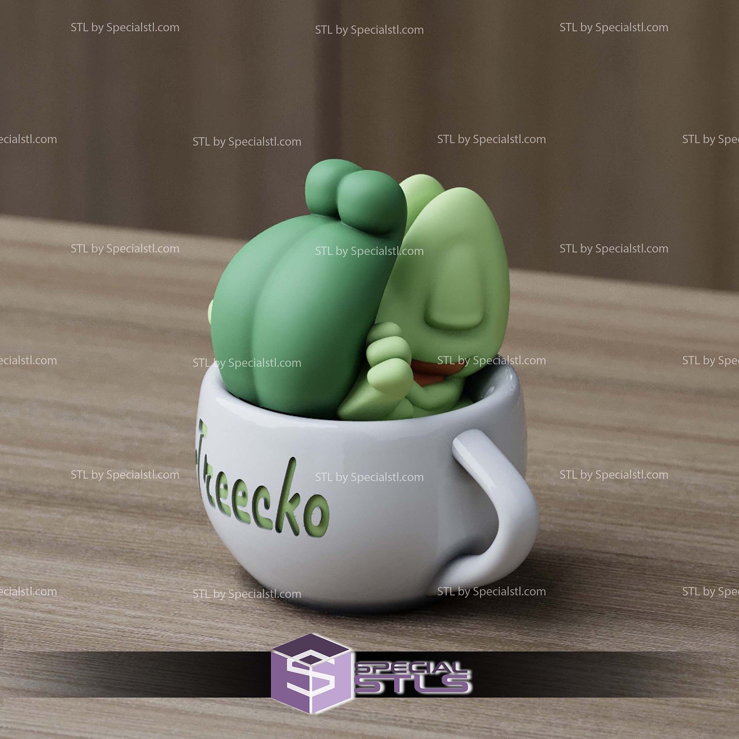 Super Basic Pokemon STL Treecko Chill Cup 3D Model — view 3