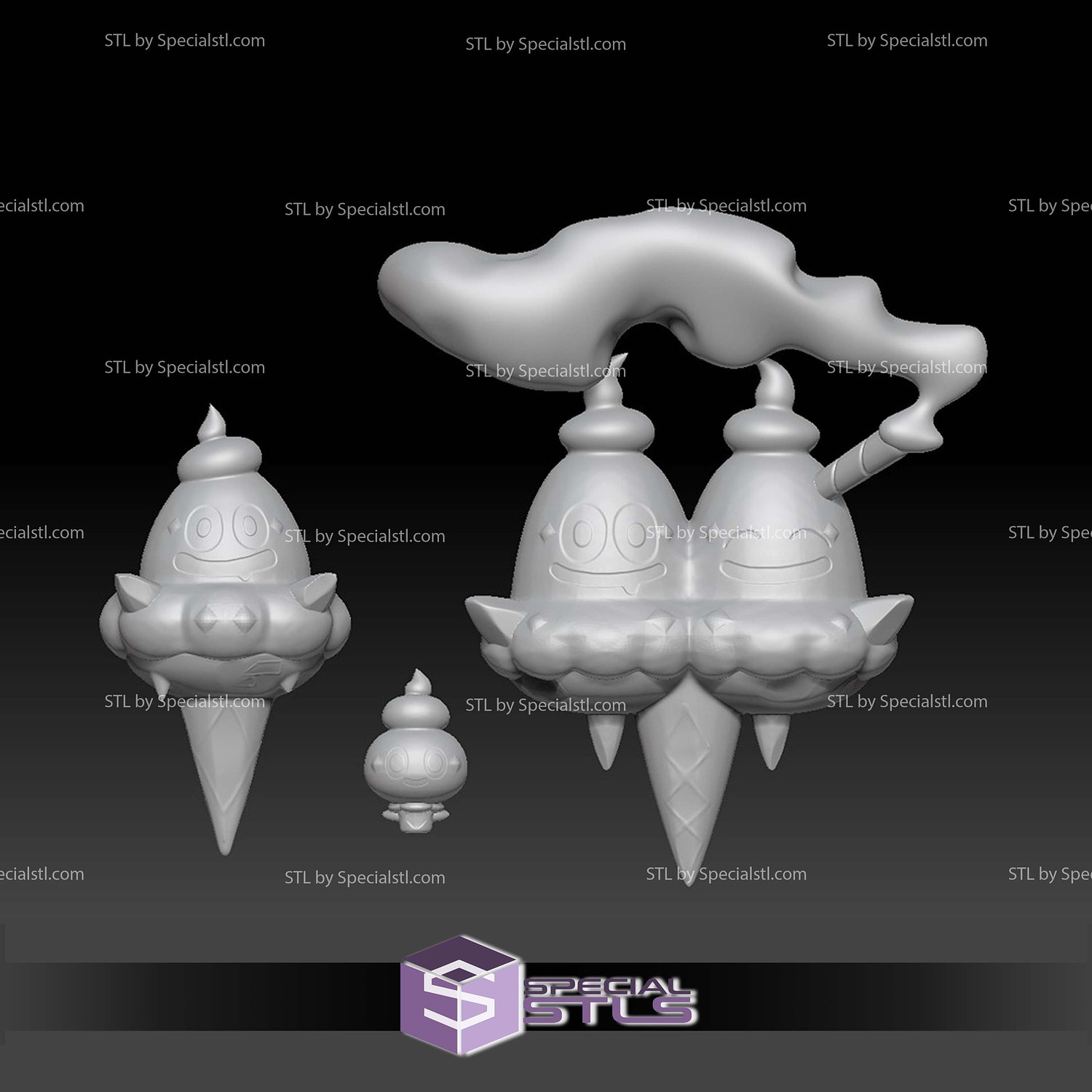 Pokemon STL Collection Vanillite Vanillish Vanilluxe 3D Model — view 2