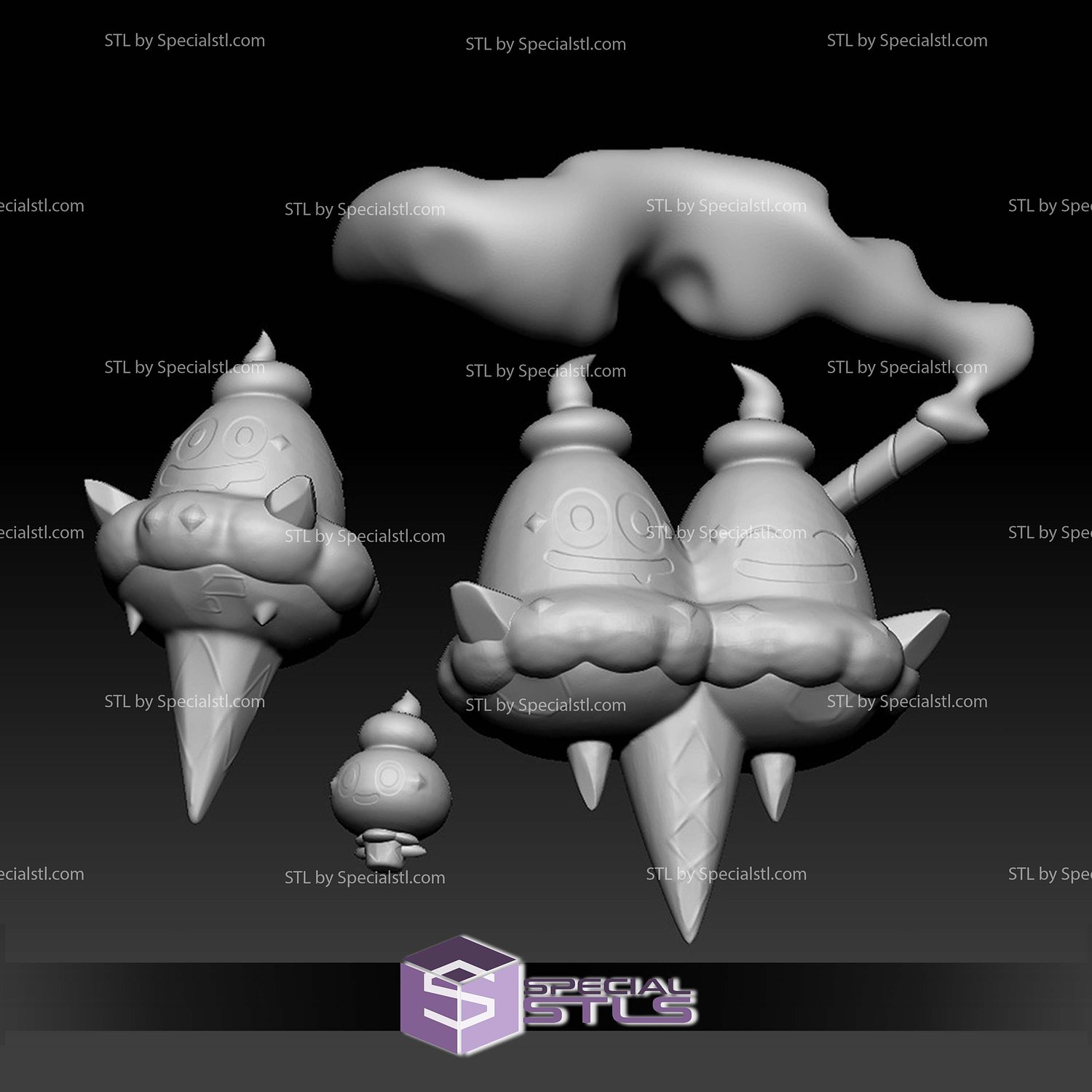 Pokemon STL Collection Vanillite Vanillish Vanilluxe 3D Model — view 3