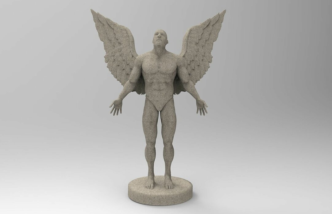 Angel statue of with wings 3D STL Model — view 2