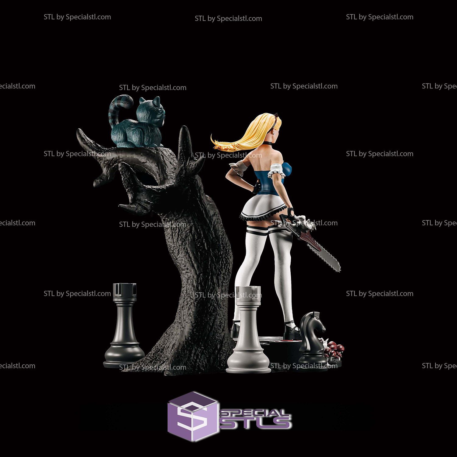 Alice in Wonderland Tree Diorama STL Files 3D Model — view 2