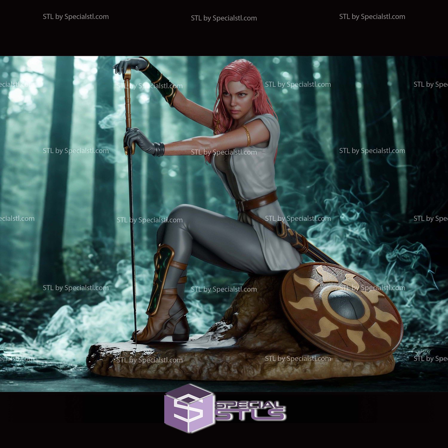 Hera Warrior and Sword STL Files 3D Model — view 4