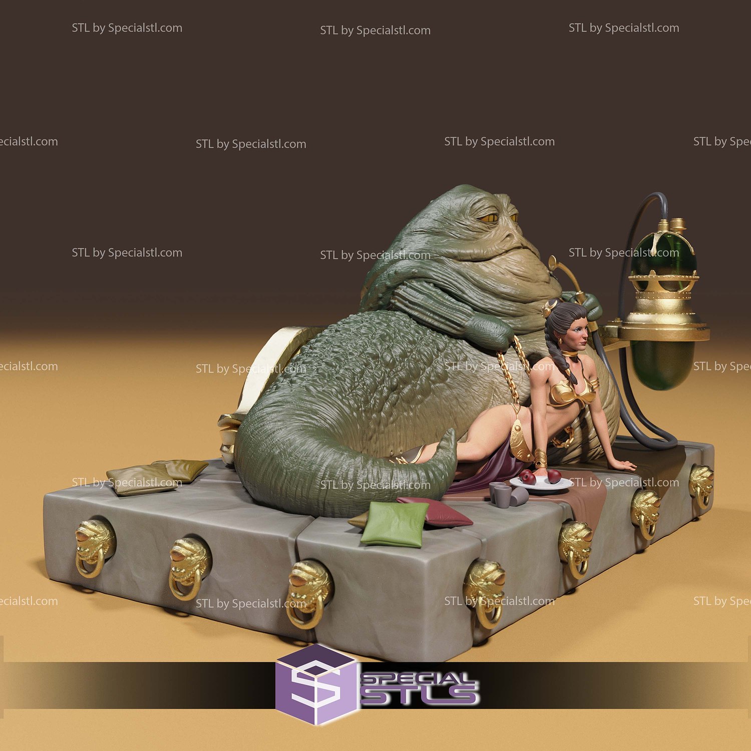 Prinzessin Leia and Jabba V3 3D Printer Files STL Model — view 2