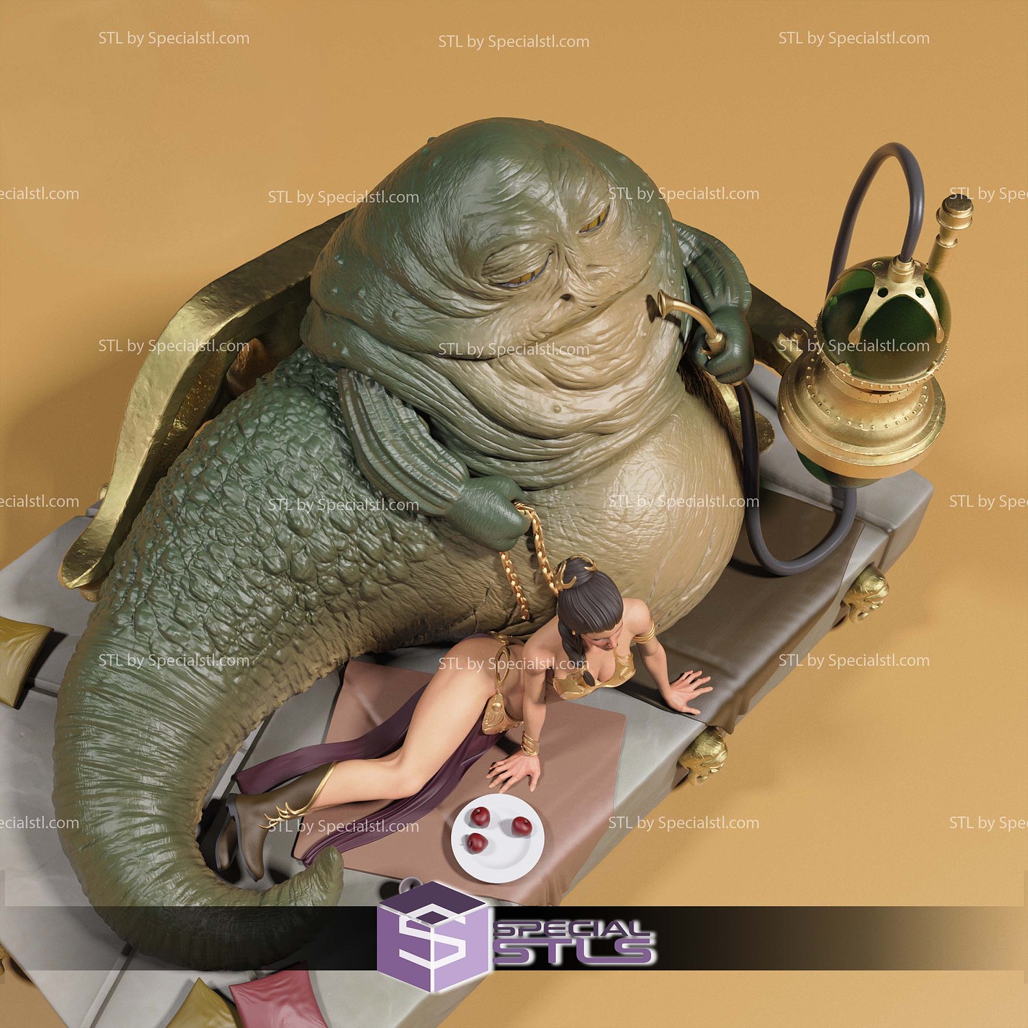 Prinzessin Leia and Jabba V3 3D Printer Files STL Model — view 6