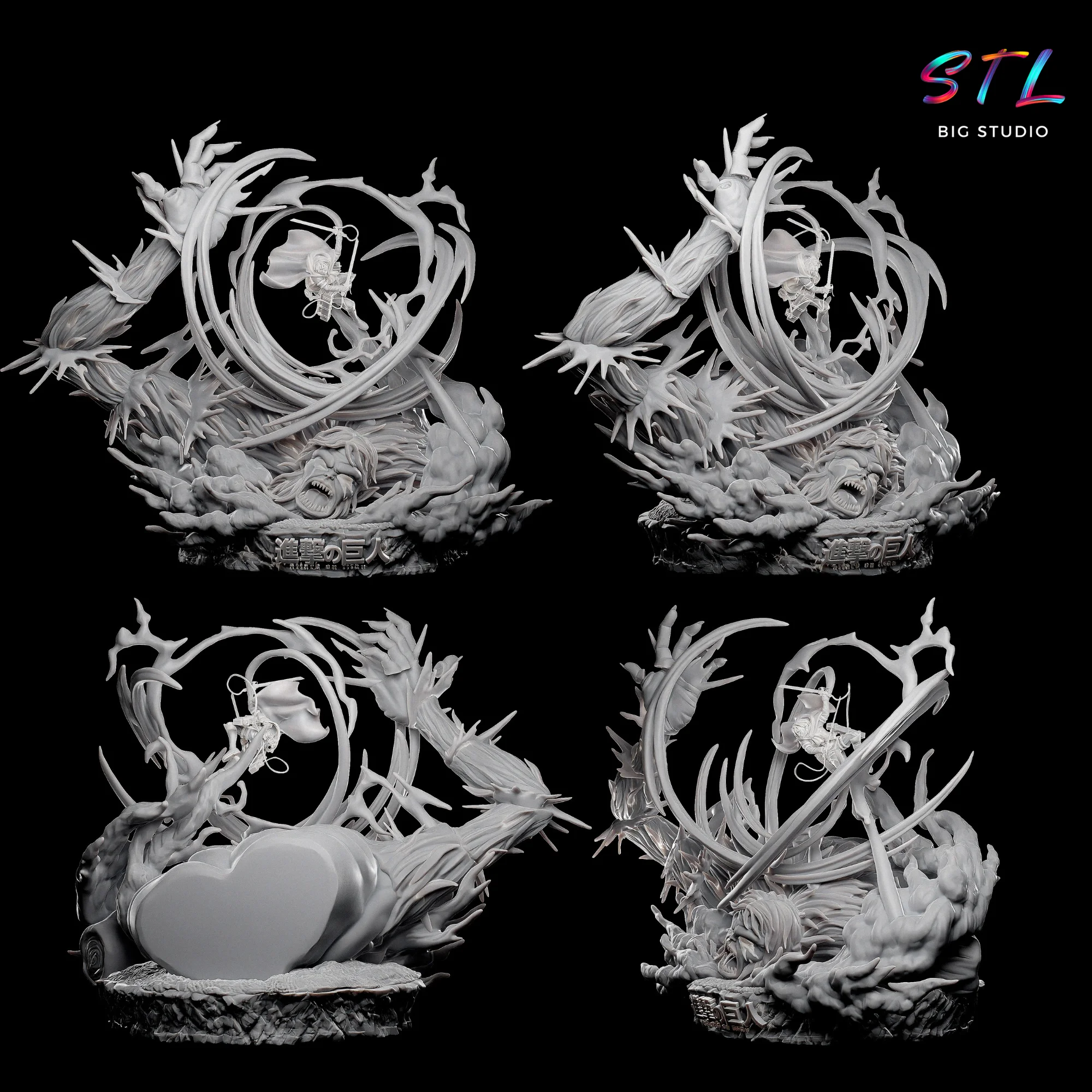 Levi vs Beast Titan Diorama STL | Attack on Titan | 3D Printable Figure Model — view 3