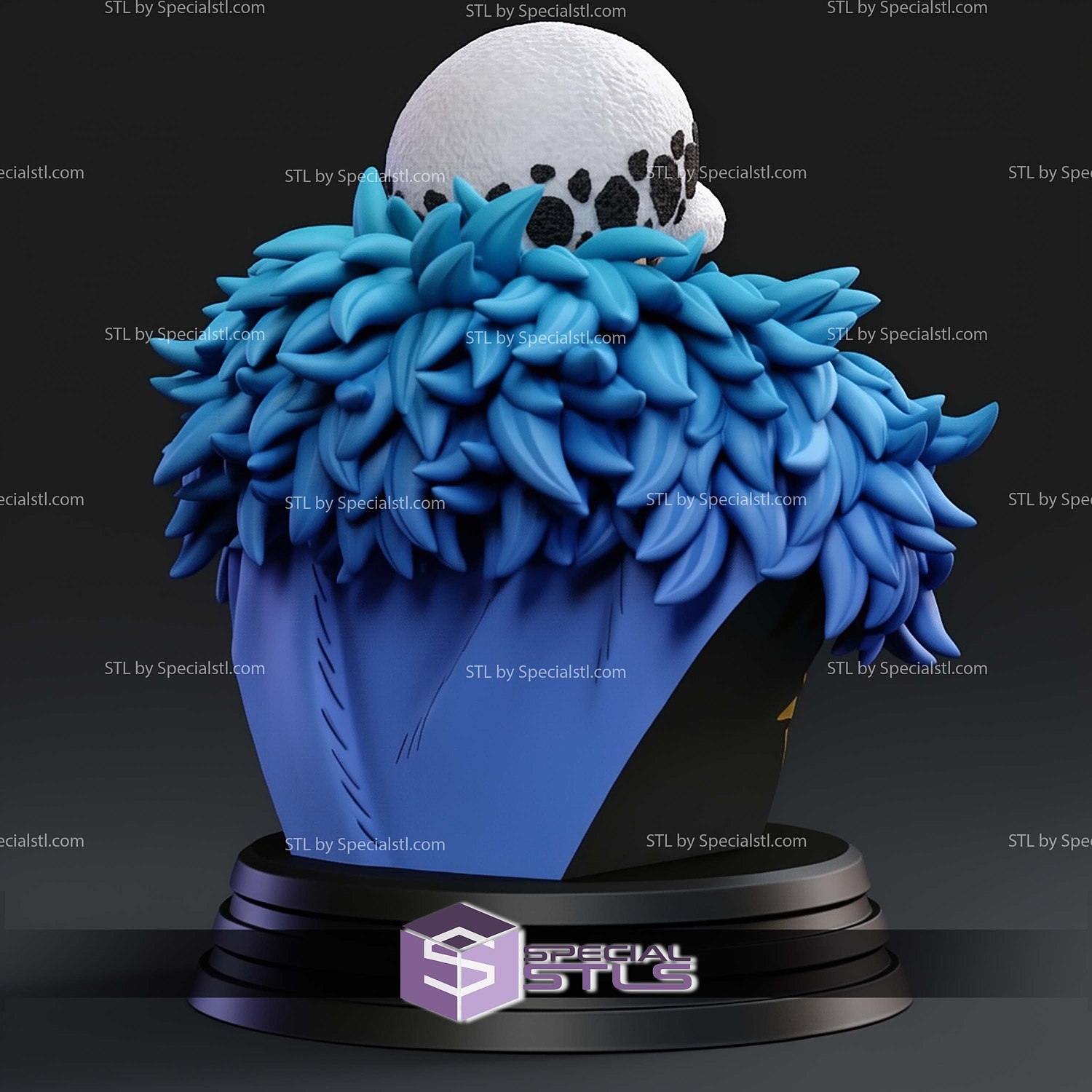 Trafalgar Law Bust STL Files 3D Model — view 4