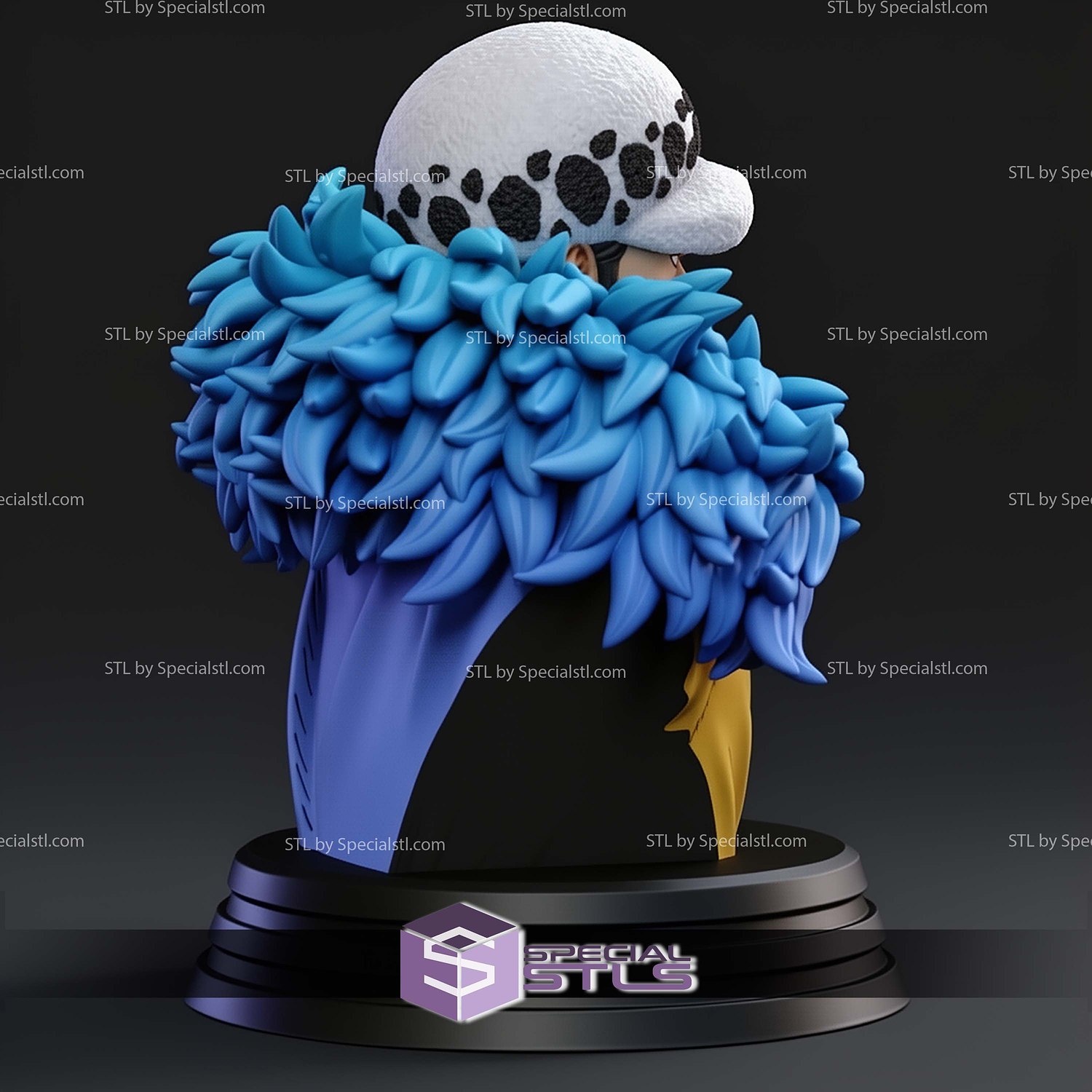 Trafalgar Law Bust STL Files 3D Model — view 5