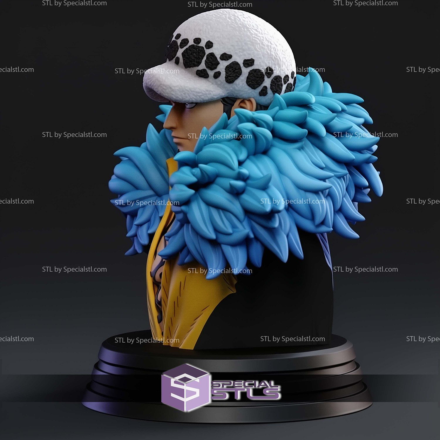 Trafalgar Law Bust STL Files 3D Model — view 8
