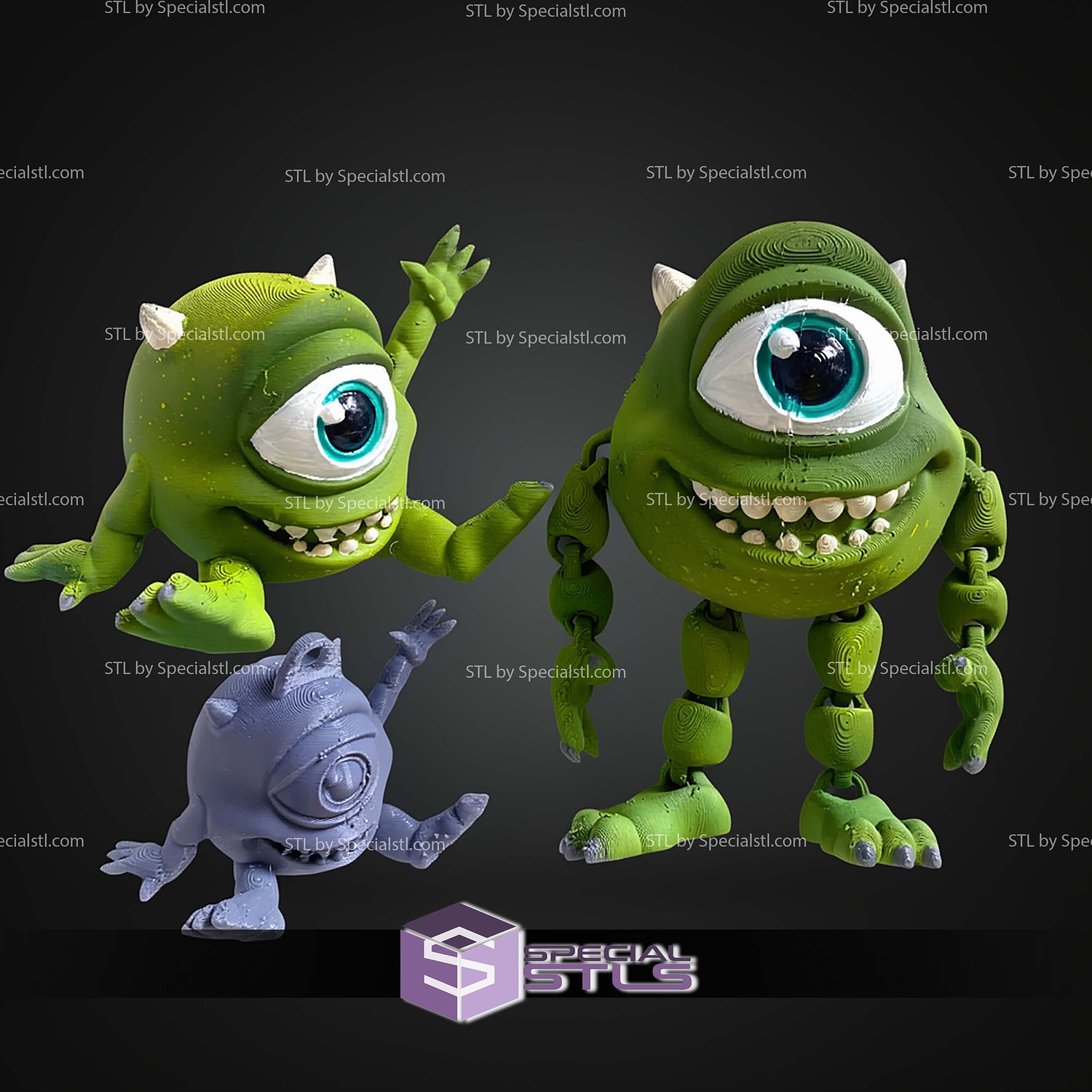 Super Basic STL Monsters Inc Mike Wazowski MultiColor 3D Model — view 3