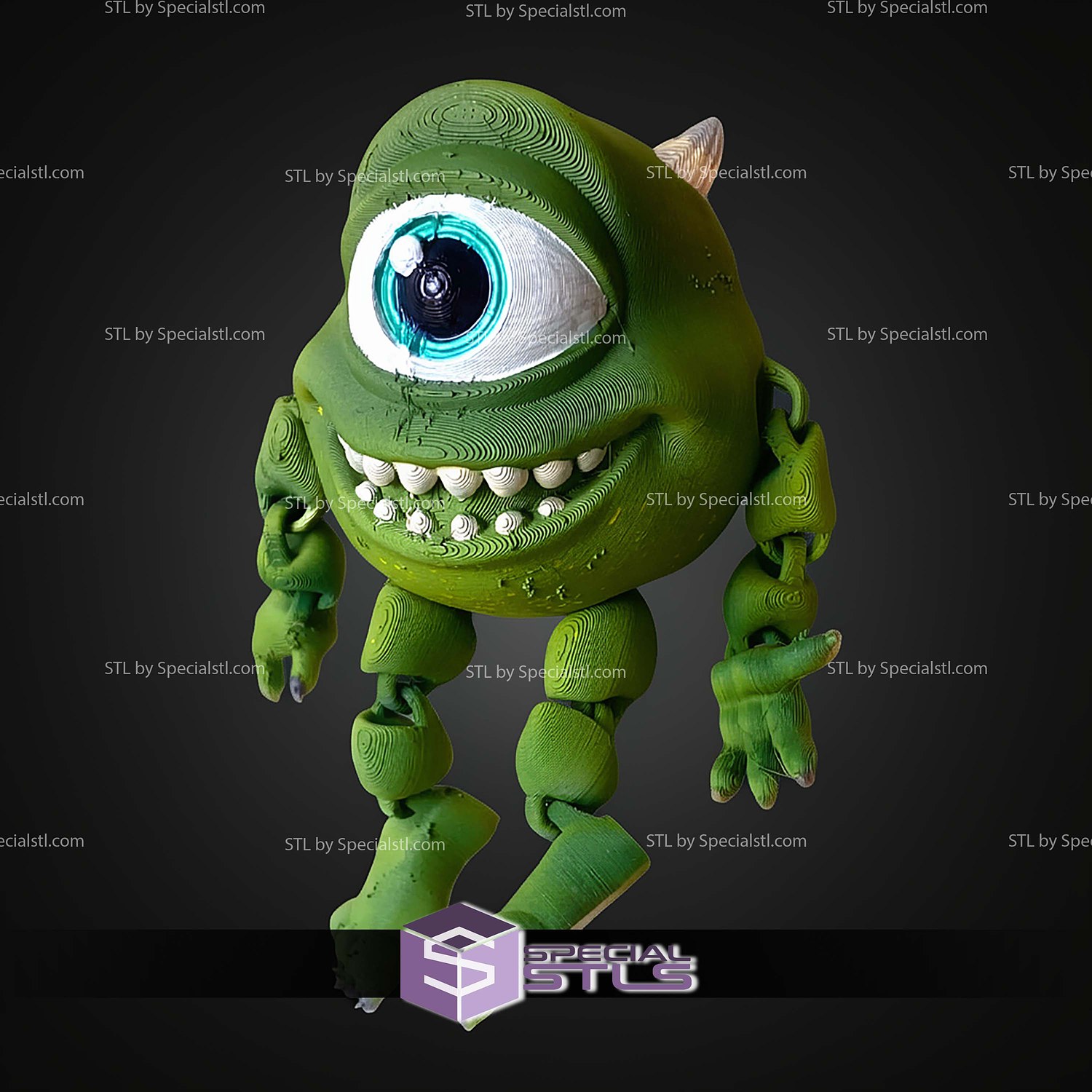 Super Basic STL Monsters Inc Mike Wazowski MultiColor 3D Model — view 4