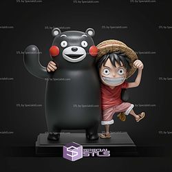 Kumamon And Luffy 185mm STL Files 3D Model