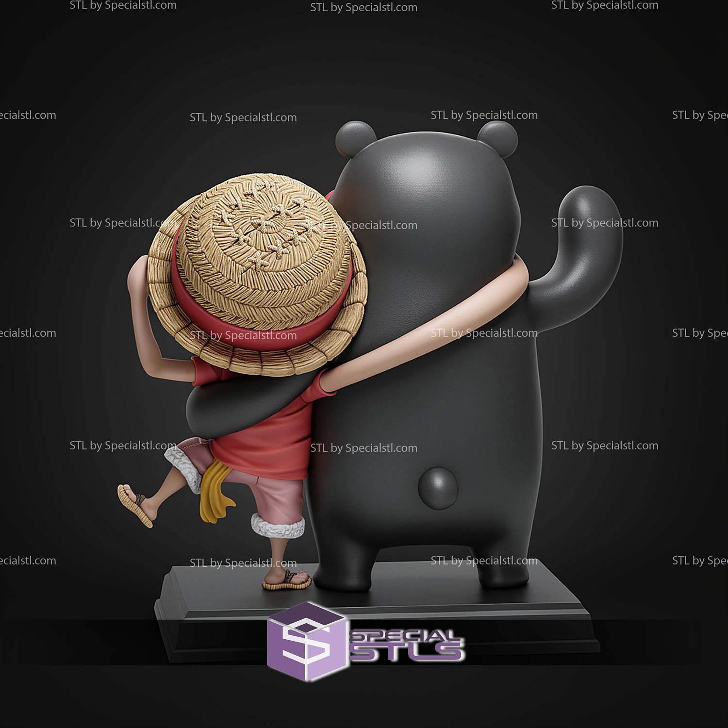 Kumamon And Luffy 185mm STL Files 3D Model — view 4