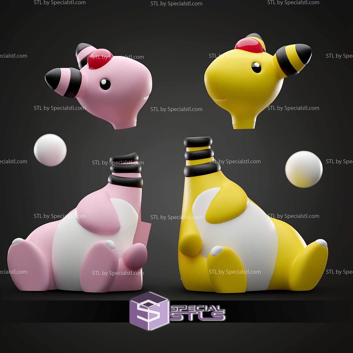 Basic Pokemon Collection Ampharos Pair 3D STL Model — view 7